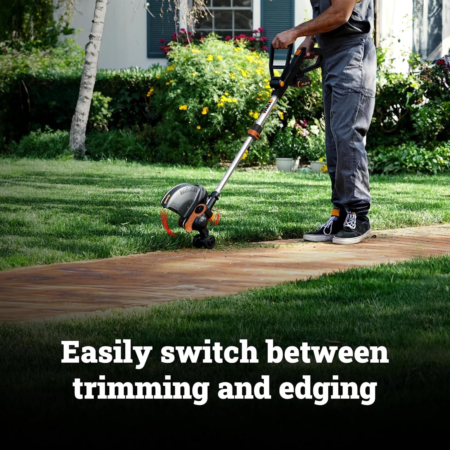 Worx WG163.10 20V PowerShare Cordless Grass and Weed String Trimmer and Edger (12 in, 2-Battery Kit) l9sjb