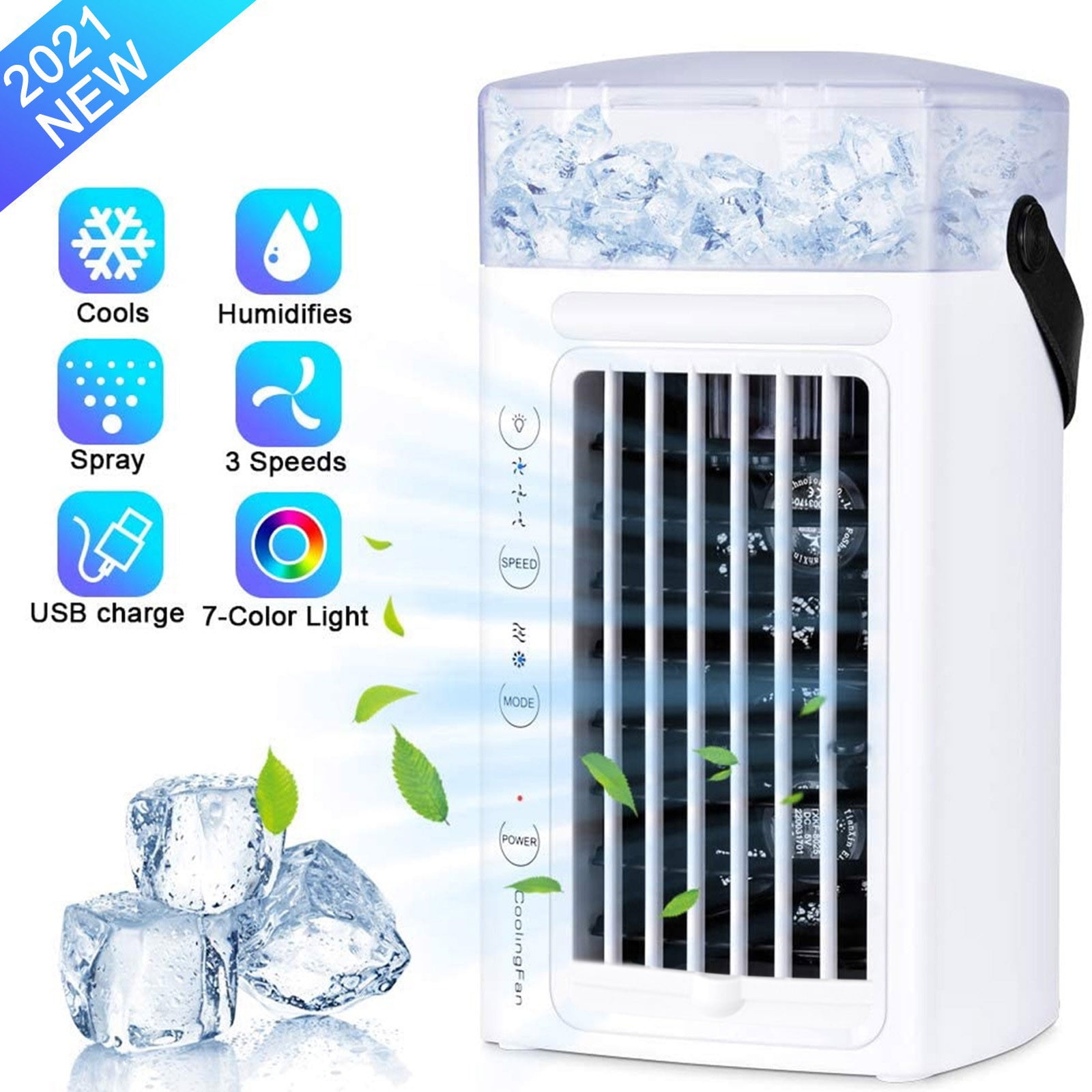 SDJMa Portable Air Conditioner, Evaporative Air Cooler with Night Light and 3-Speed Fan (White, 16.23 fl oz) 9jym5