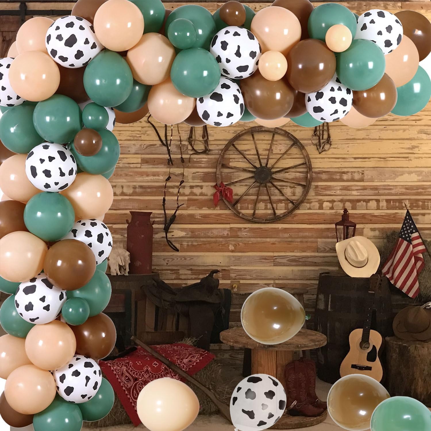 Kreatwow Buffalo Party Decorations Set, Bison Themed Birthday Backdrop and Balloon Garland Arch Kit (Brown and Green, 66 Pieces) z1l1s