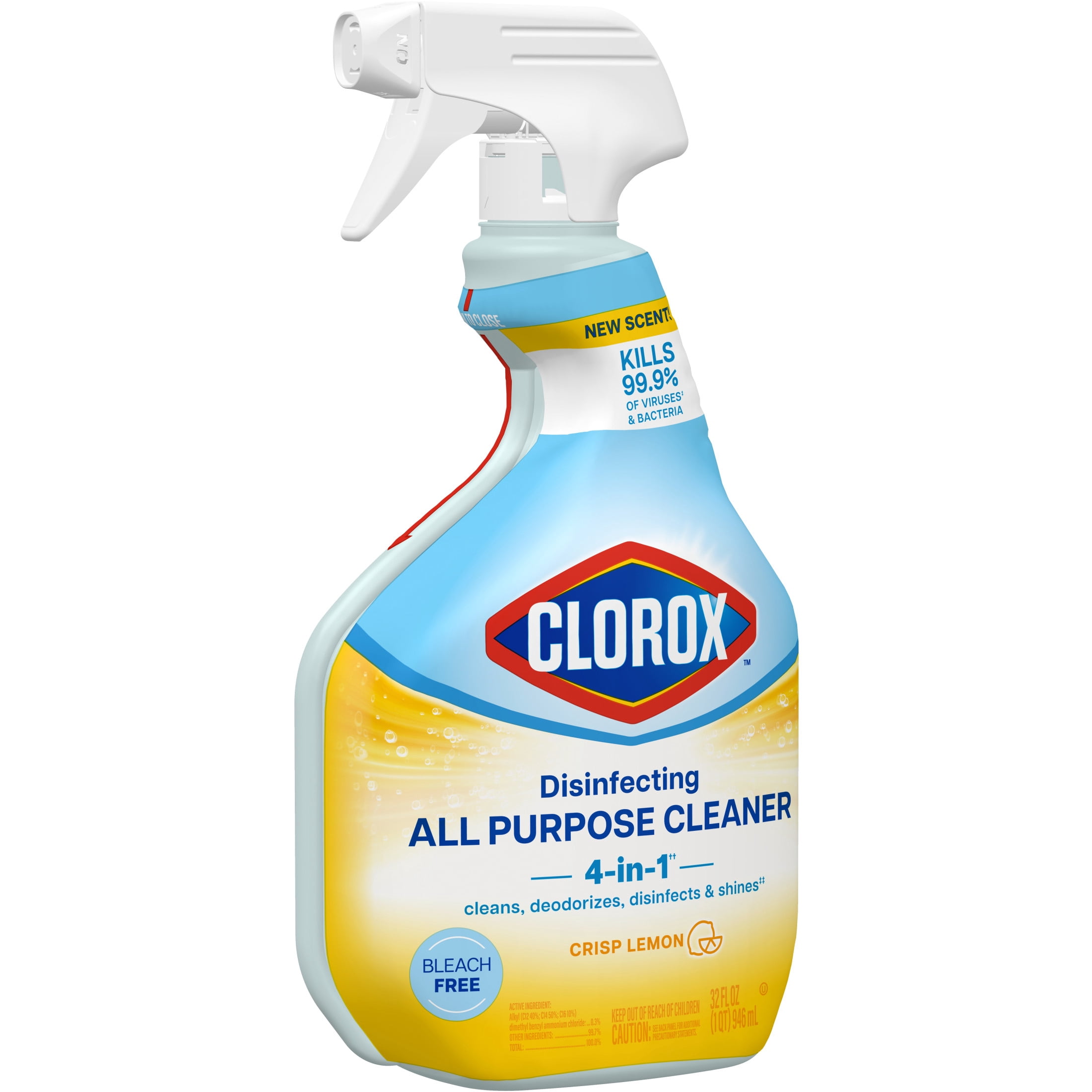 Clorox Disinfecting All Purpose Cleaner, Bleach-Free Formula, Crisp Lemon (9 Pack, 32 fl oz) j8xdm