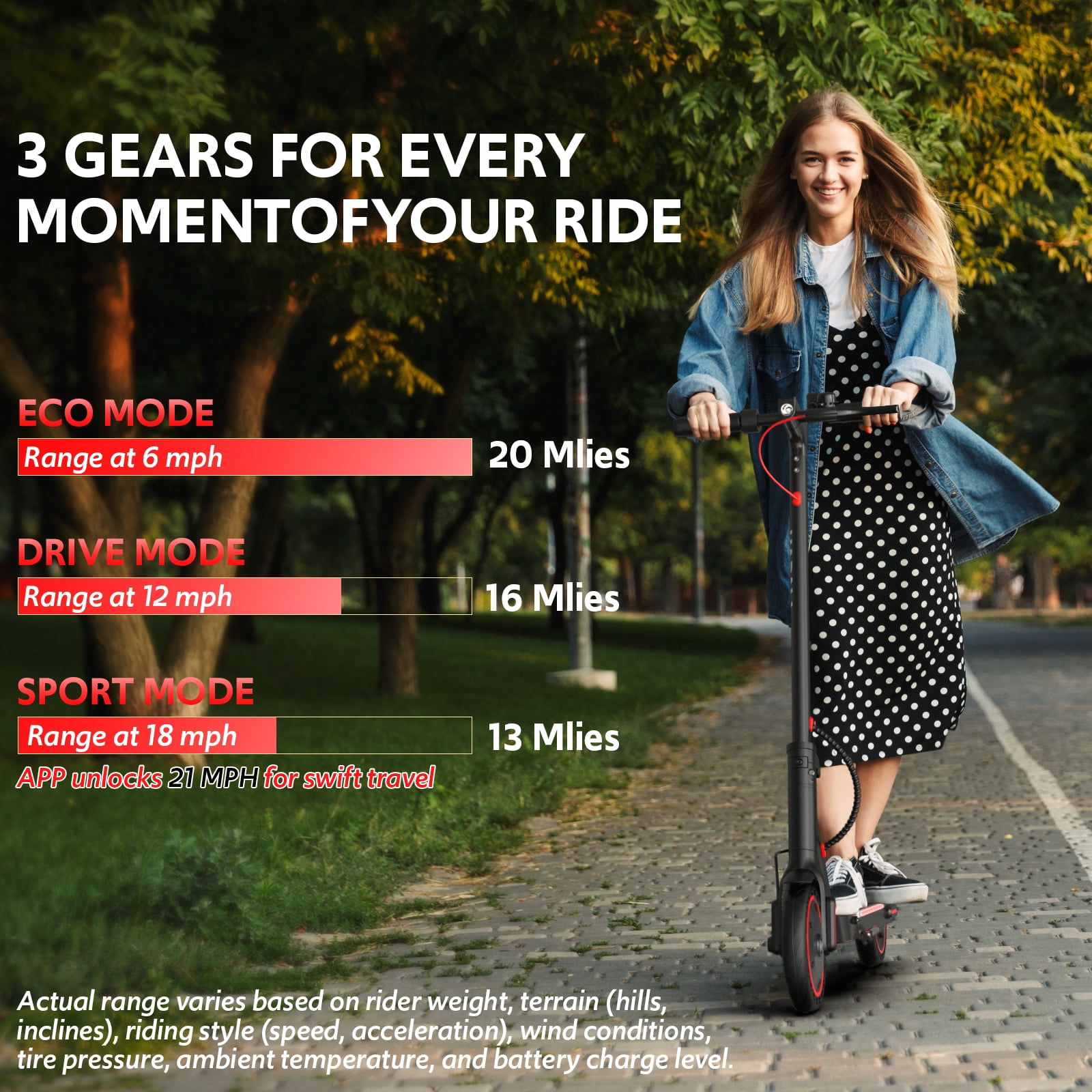 Hapali Electric Scooter for Adults, Folding E-Scooter with 550W Motor and Side Lights (Black, 31 lb) ifkkp