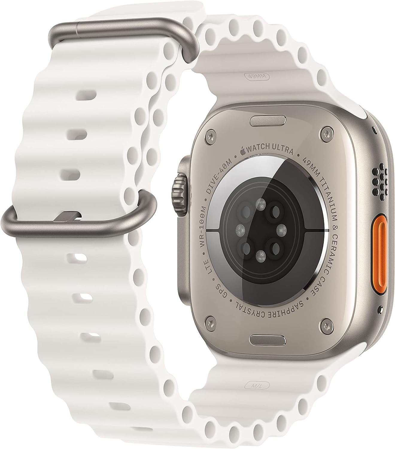 Apple Watch Ultra (GPS + LTE) Titanium Case with White Ocean Band (Refurbished, 49 in) 11qaz