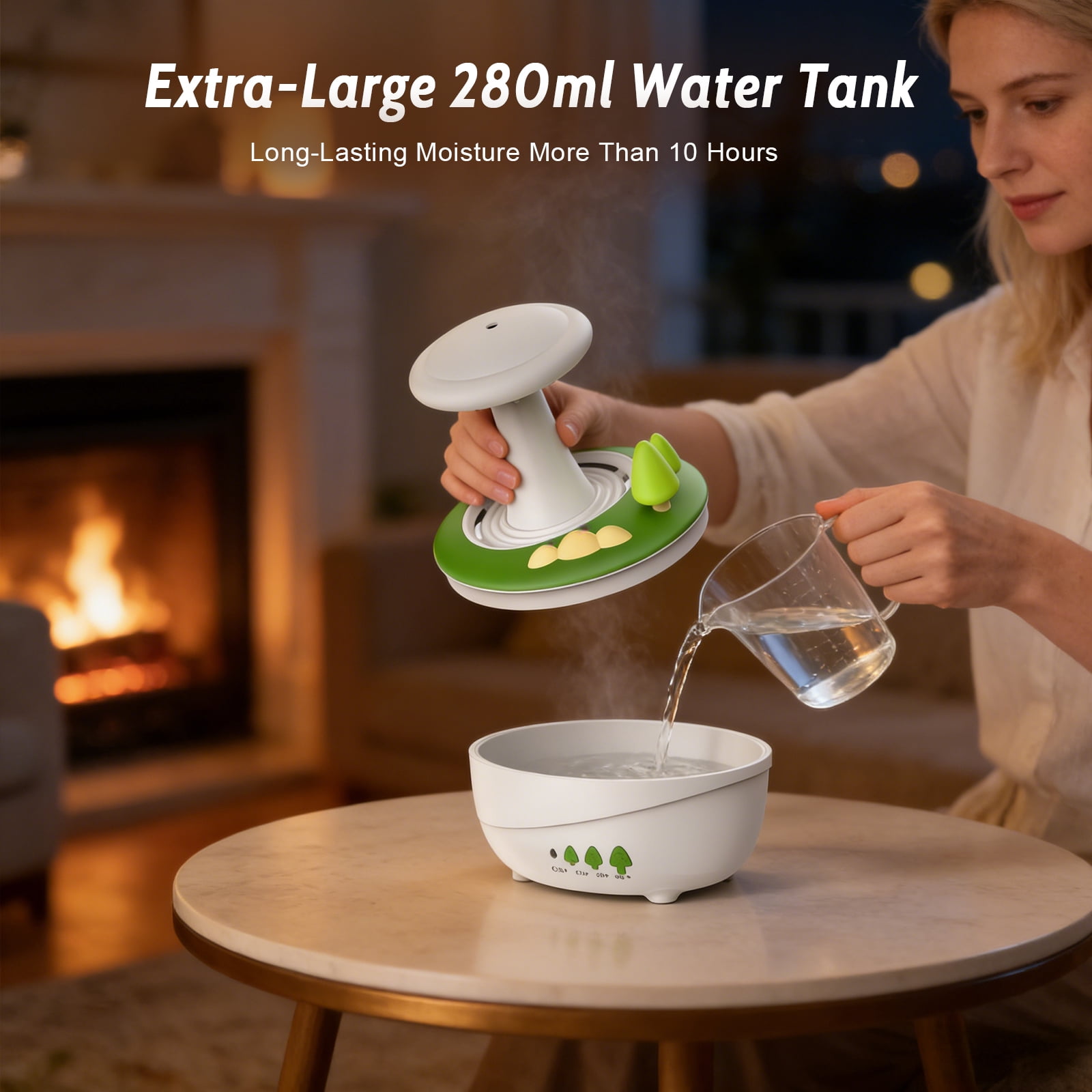Fimilo Raindrop Essential Oil Diffuser, Ultrasonic Humidifier with White Noise & LED Ambient Light (White, 9.47 fl oz) iporq