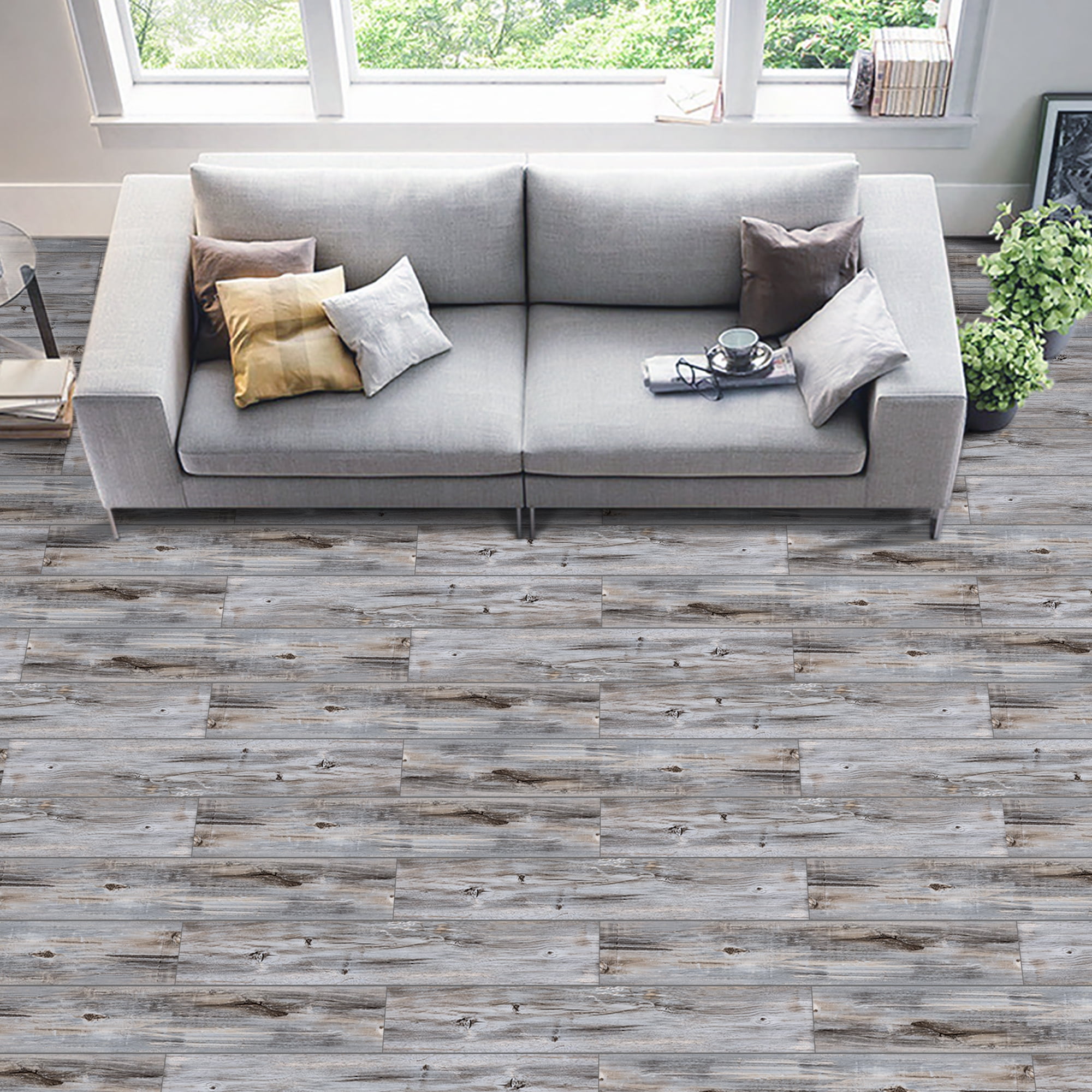 UMIGGEE Peel and Stick Vinyl Floor Tiles, Self-Adhesive Wood Grain Flooring for Home Decor (Multi-color, 10-Pack, 6 in x 35 in) xr6c3