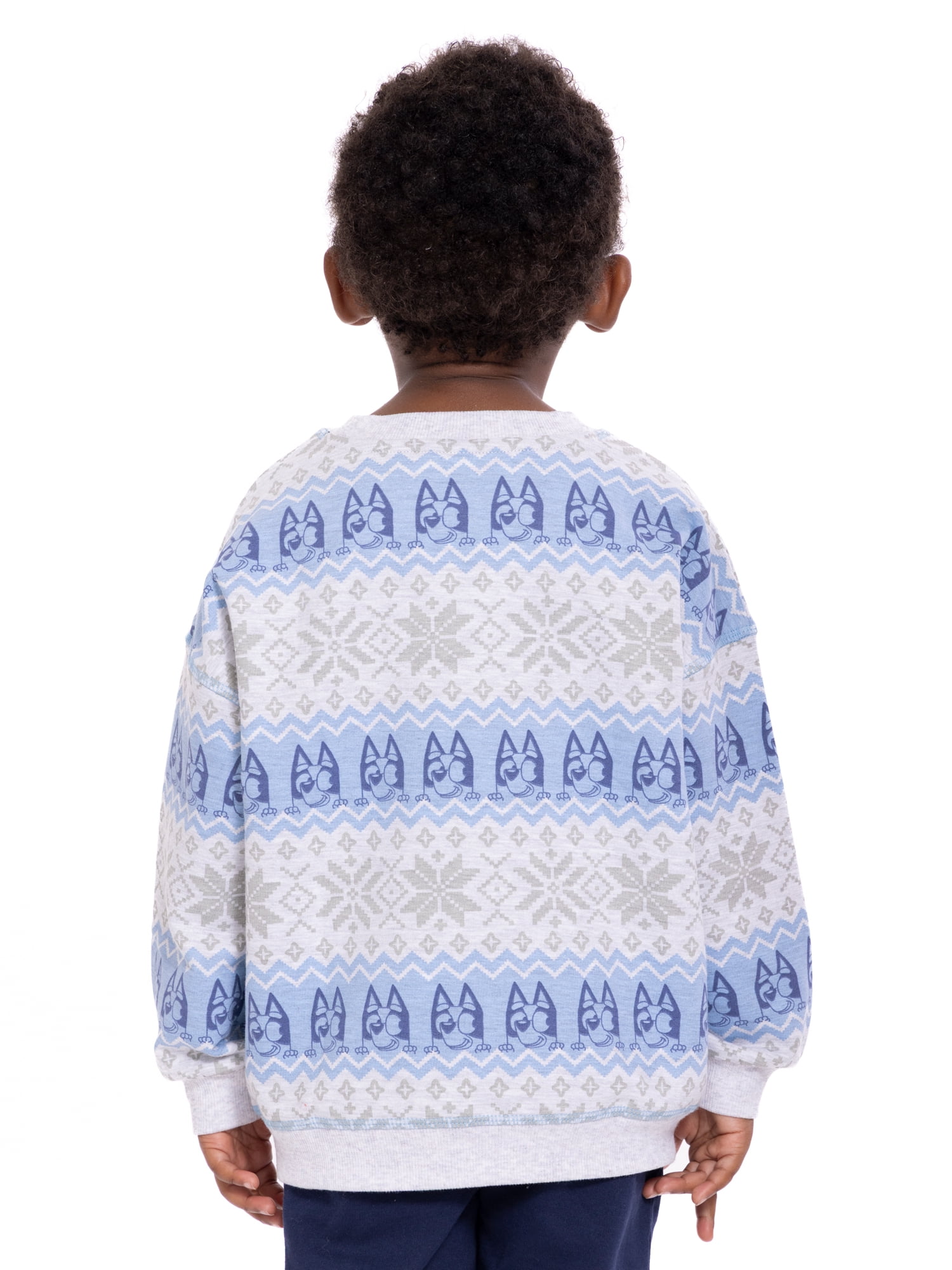 Bluey Toddler Holiday Graphic Long Sleeve Crewneck Sweatshirt (Grey, 5T) s5nty