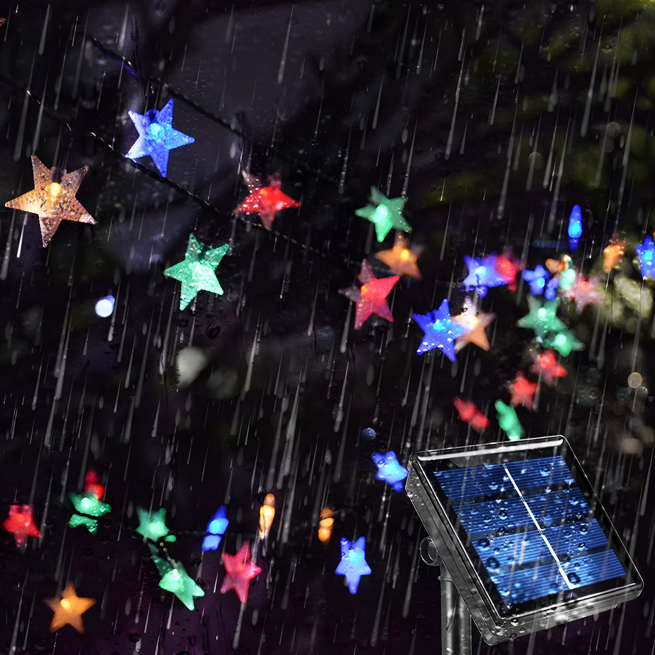 Hibibud Solar String Fairy Lights, Waterproof Star Twinkle Decorative Lighting for Patio and Garden (Multicolor, 23 ft) sud29