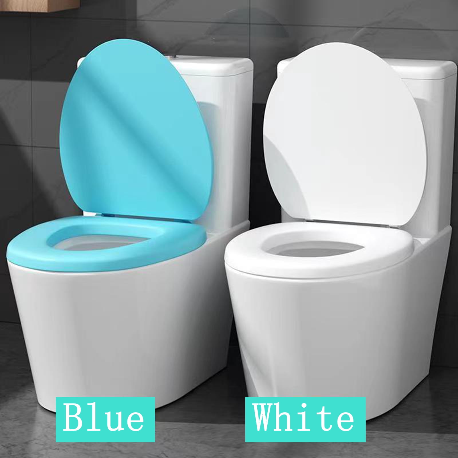 Fmxomd Oval Toilet Seat with Soft Close Lid, Heavy-Duty Plastic, Easy-Clean Surface (White, 1 Piece) qvf74