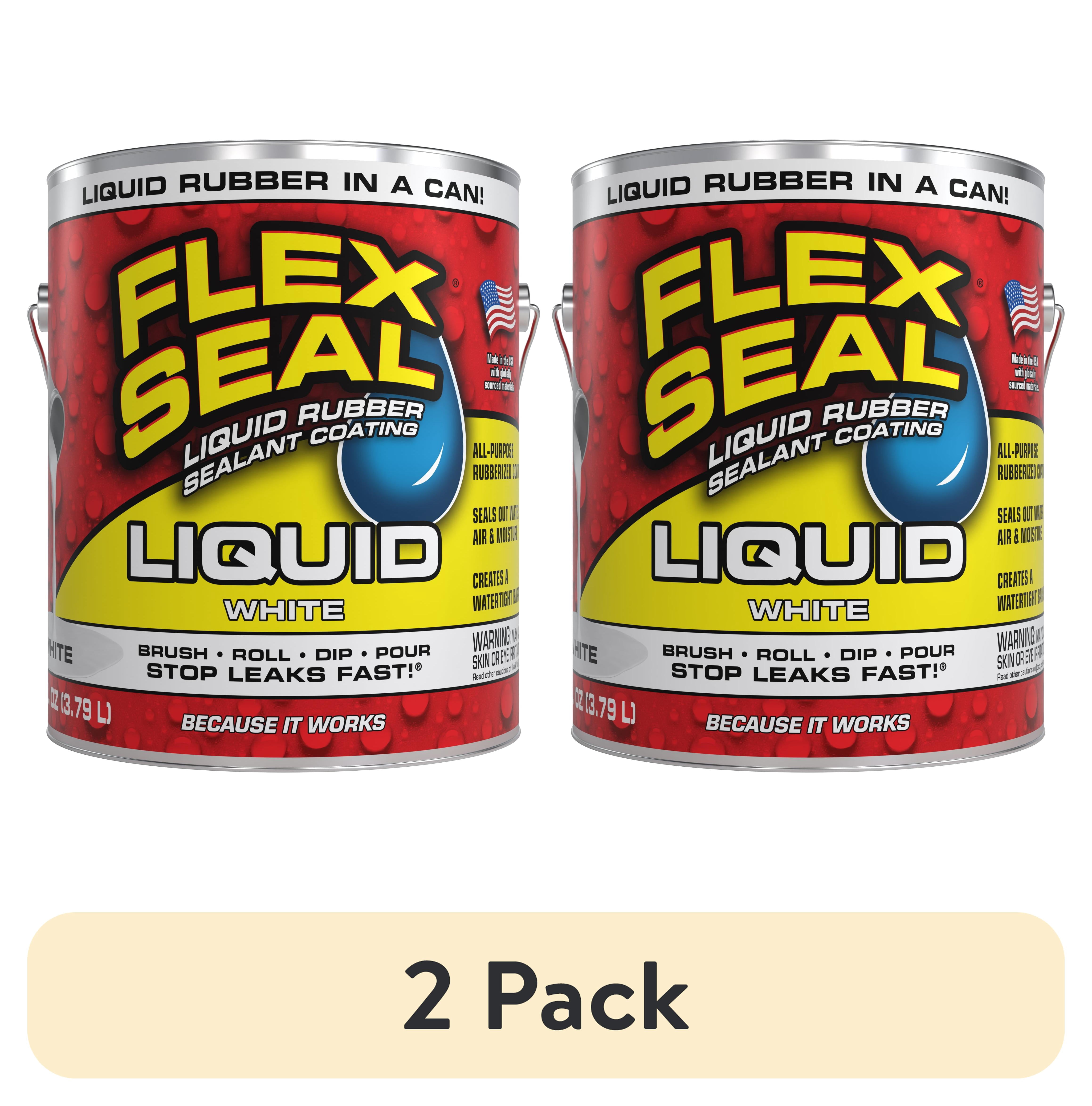 Flex Seal Liquid Rubber Sealant Coating, Waterproof Protective Barrier (White, 2 Pack, 1 Gallon) 1wk3x