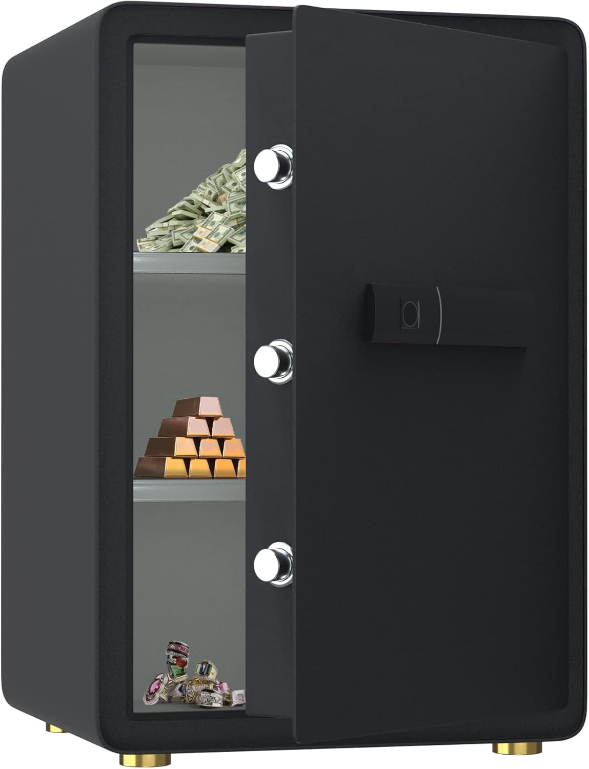 Reliancer Biometric Fingerprint Safe Box with Sensor Light (Black, 3.4 cu ft) c0z2a