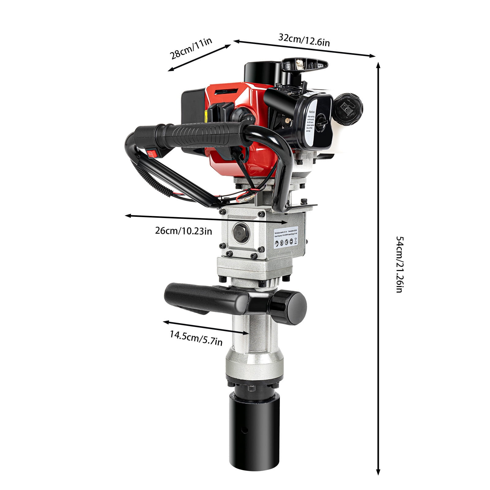 Generic Powered T-Post Pile Driver, 2-Stroke 32.6CC Gasoline Post Pounder with Vibration Dampening (Silver, 32.6CC) m6qm5
