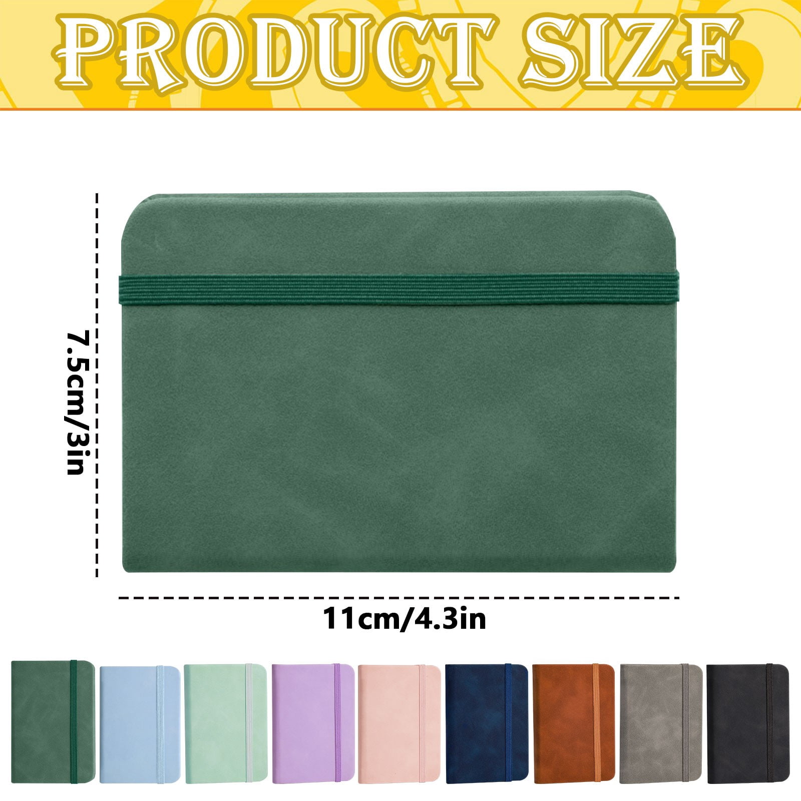Torch Small Pocket Notebook, Hardcover Mini Journal with Elastic Closure (Green, 3x4.3 in) 8hfg0