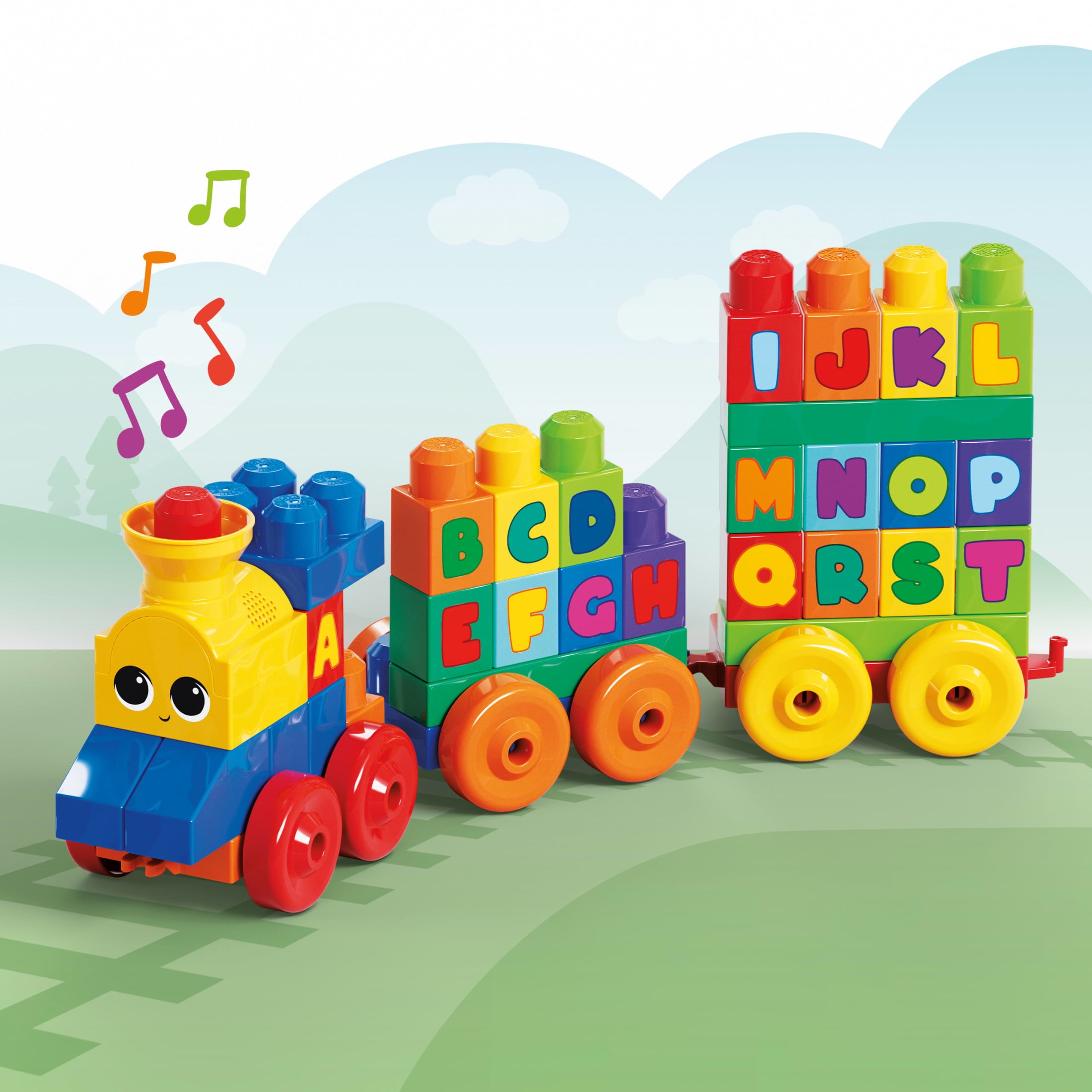 Mega Bloks ABC Musical Train Building Set with Sounds and Music (50 Pieces) 8rkte