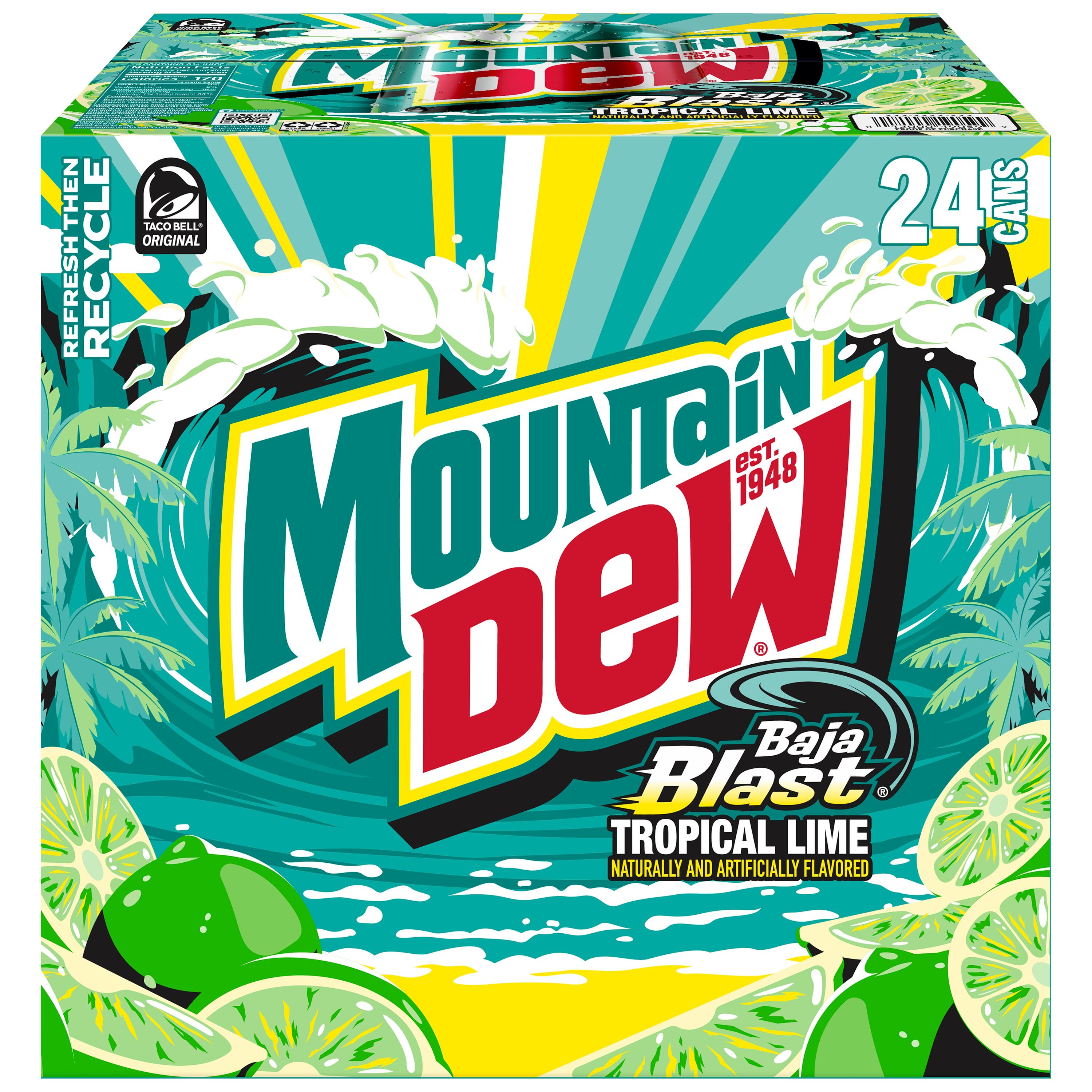 Mountain Dew Baja Blast Tropical Lime Soda, Refreshing Citrus Flavor (24 Pack, 12 fl oz) dfc4e - Image 2