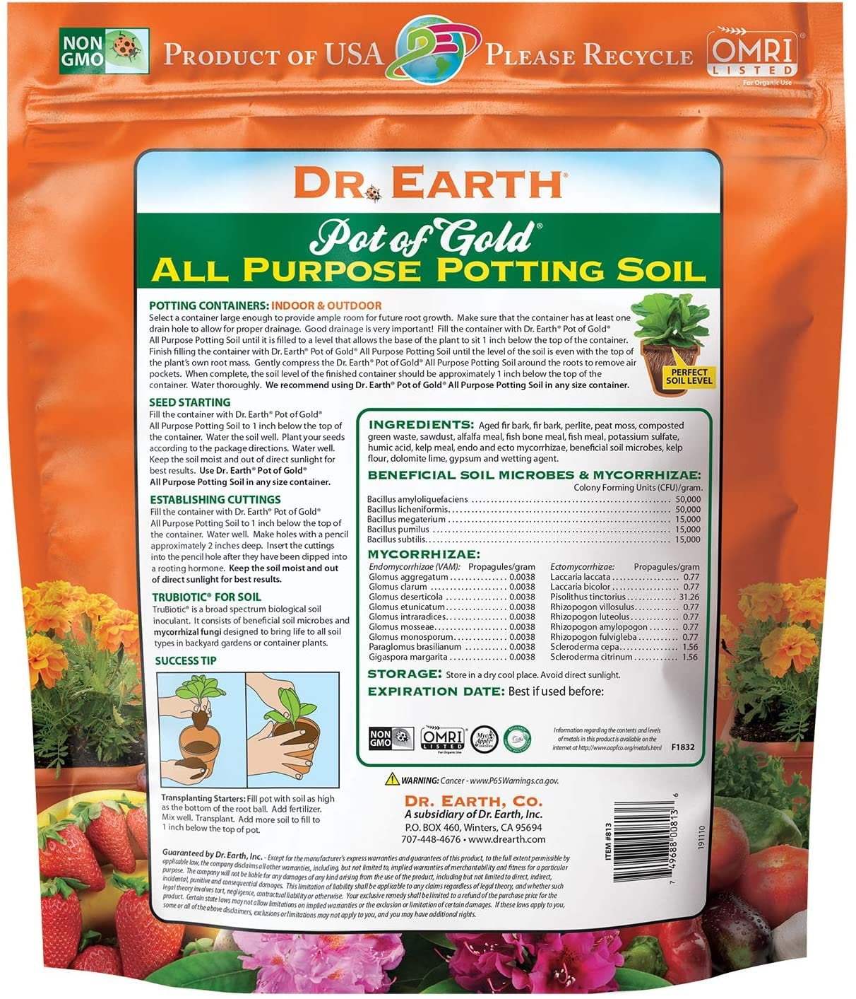 Dr. Earth Pot of Gold All Purpose Potting Soil (Gold, 8 qt) 5ii4t
