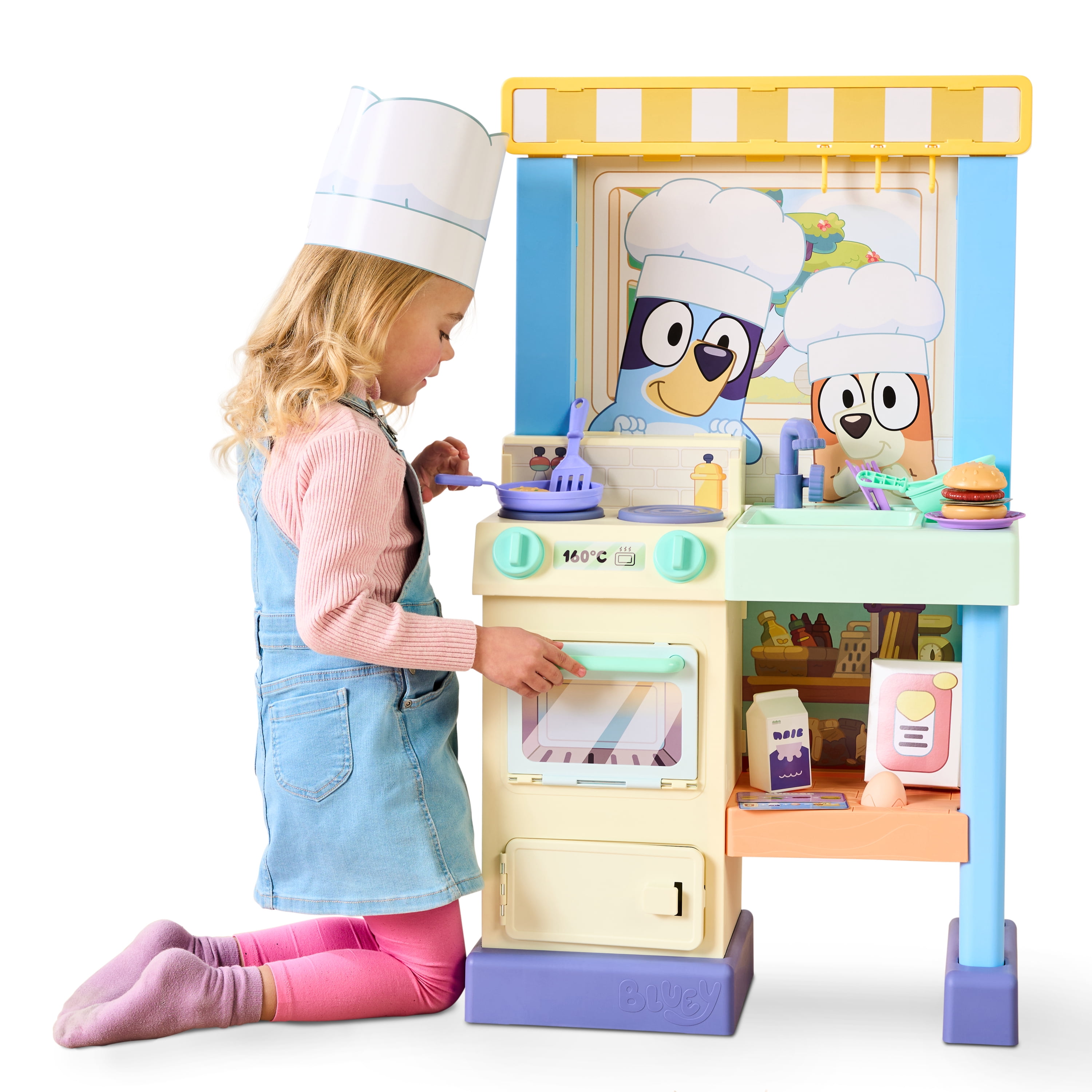 Bluey Cook & Clean Kitchen Playset with Interactive Lights and Sounds (Blue, 3 ft) ggnqk