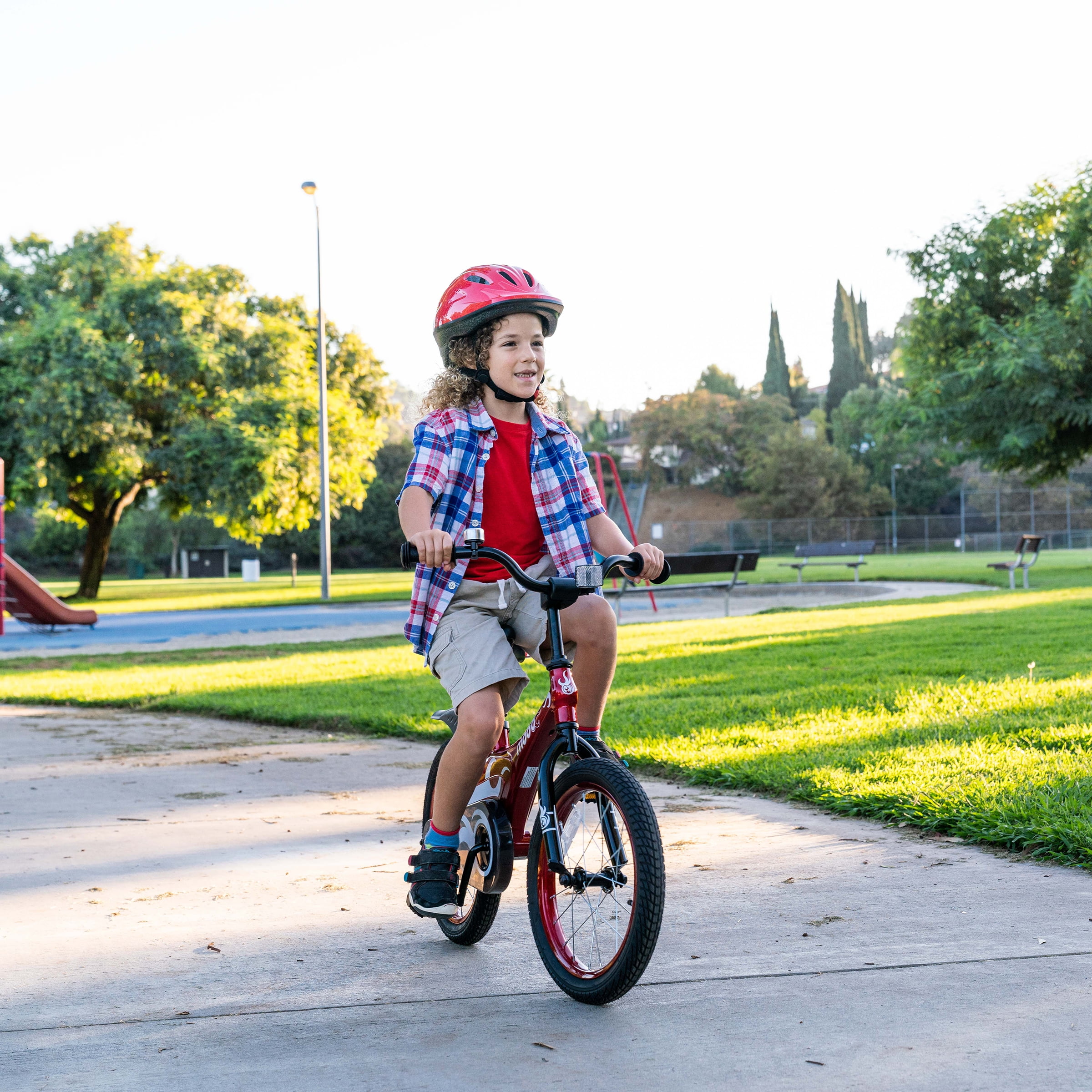 Mobo Lite Kids Bicycle with Training Wheels, Adjustable Handlebars and Seat (Red, 16 in) t54zk