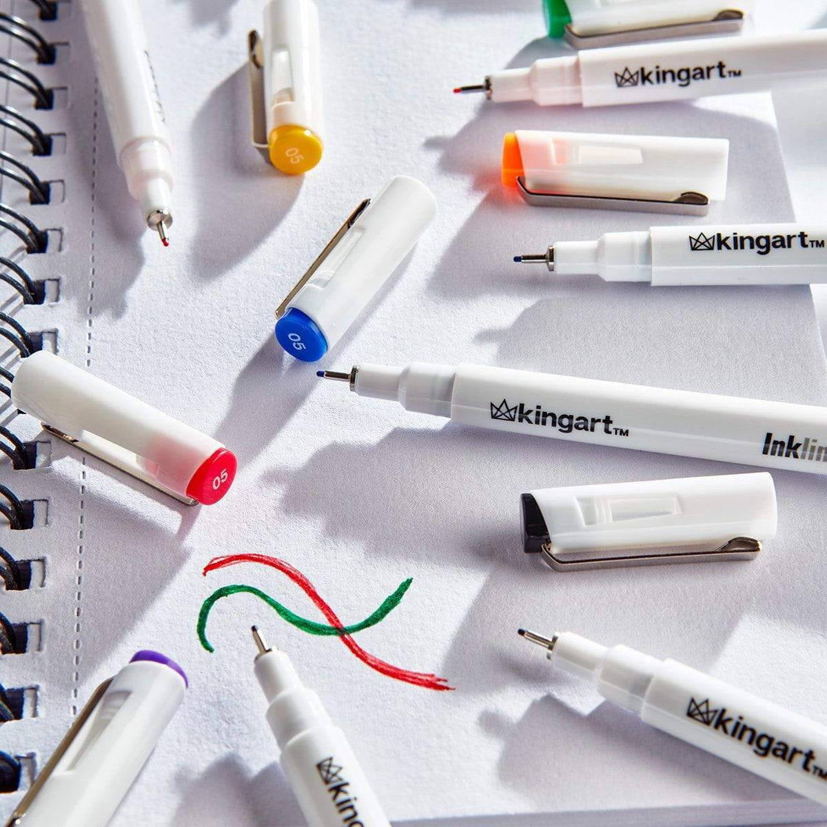 KINGART Inkline Fine Line Art Pens Set (8 Colors, 0.02 in) 8o70r