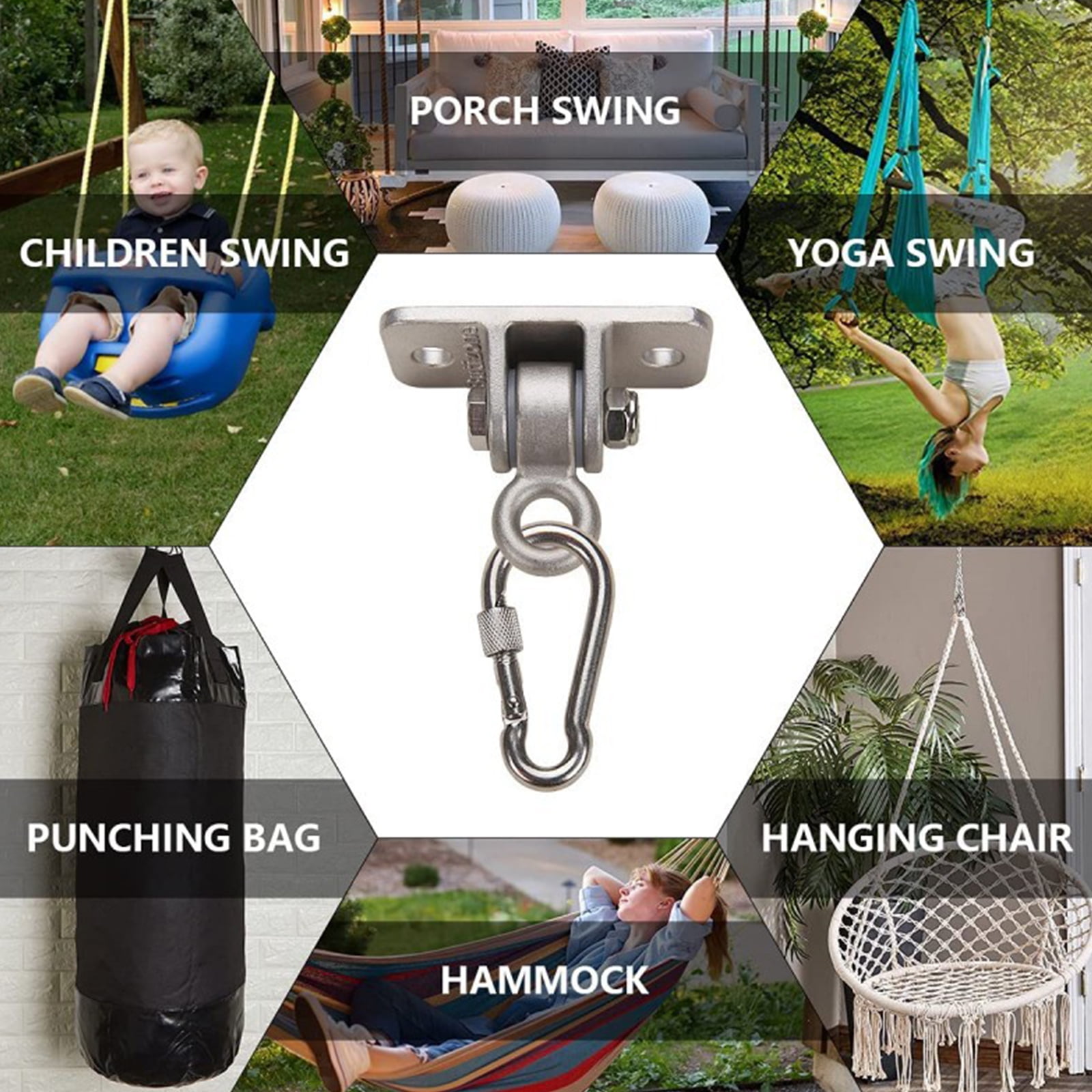 Celawork Heavy Duty Swing Hangers for Wooden Sets, Playground Porch & Indoor Outdoor Hanging Hardware (Silver, Set of 2) lcdst