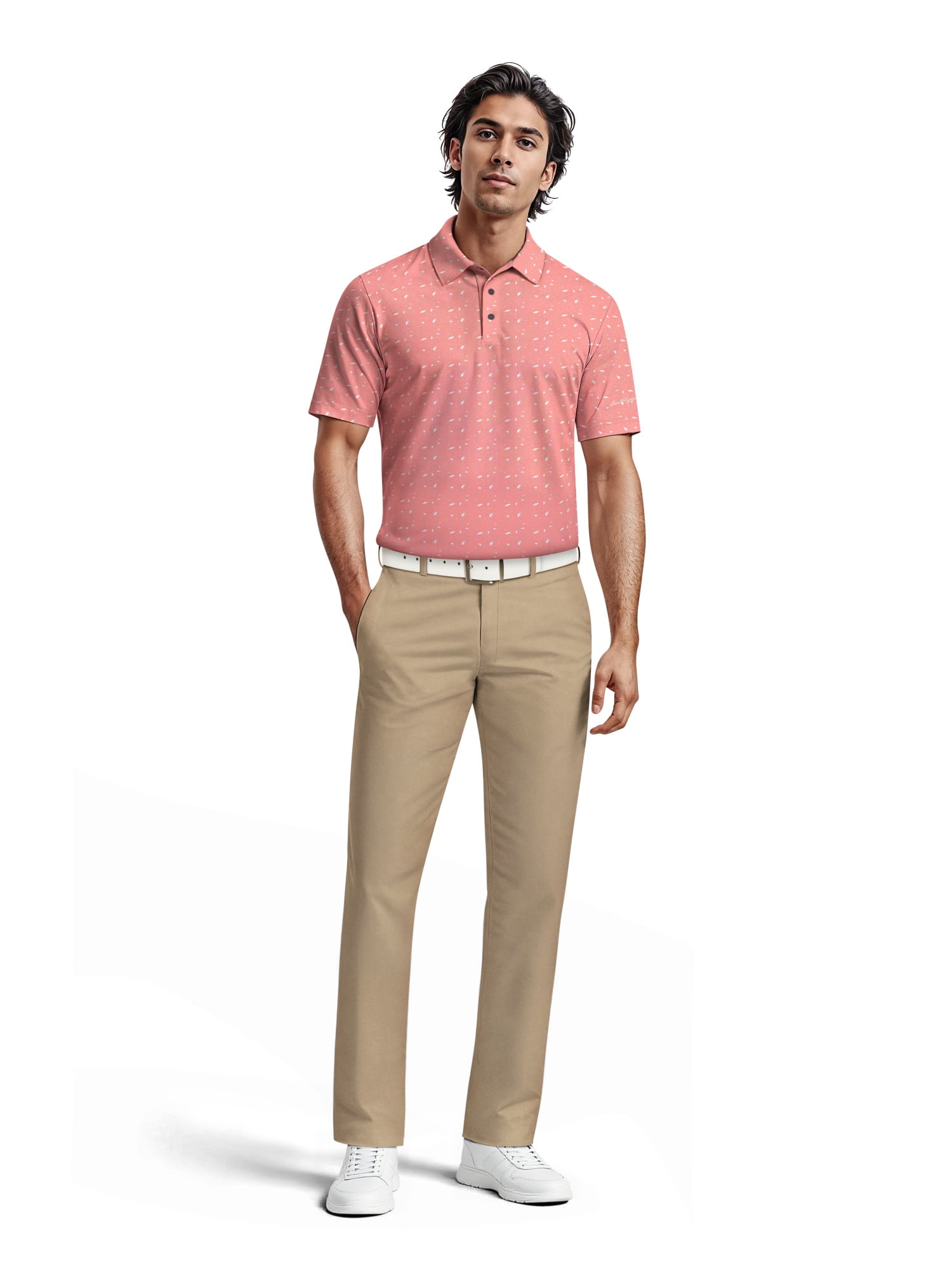 Ben Hogan Men's Performance Golf Themed Short Sleeve Polo Shirt (White, XL) 6om33
