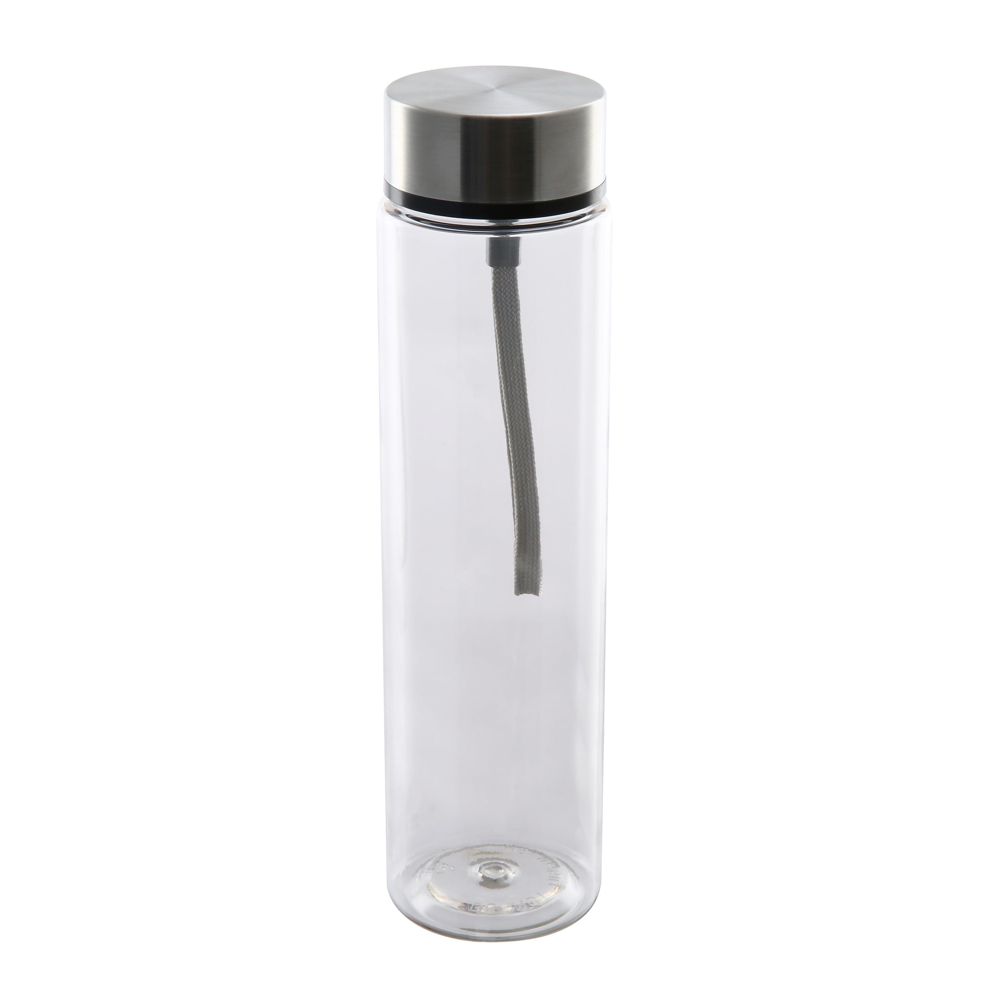 Mainstays Durable Plastic Water Container with Stainless Steel Screw Cap and Carry Strap (Clear, 18 oz) fgjok