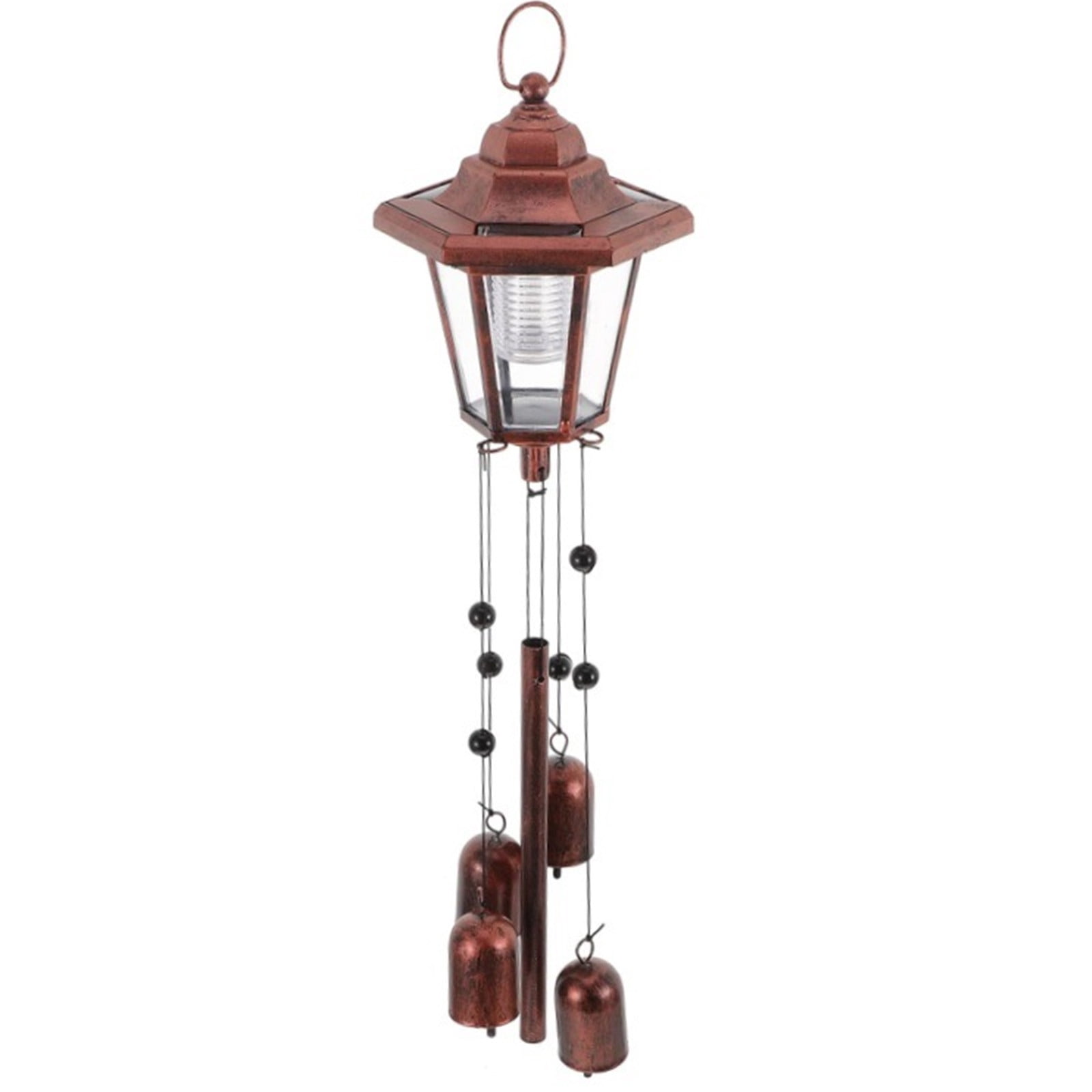 Mrasaso Solar Iron Wind Chime Light, Waterproof Decorative Hanging Chandelier for Patio and Garden (Bronze, 1 Pack) e7x9n