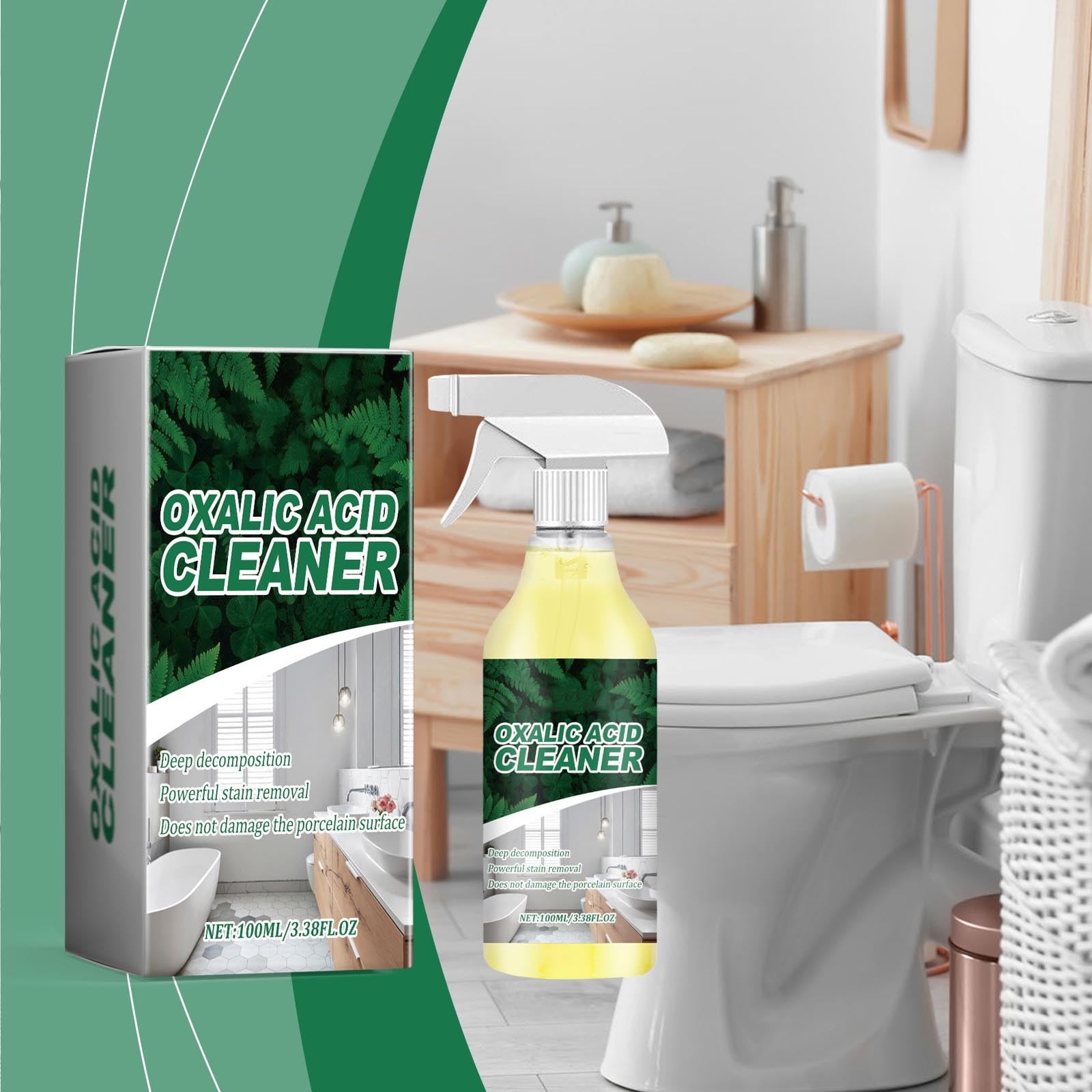 Cagogo Oxalic Acid Bathroom Cleaner, Powerful Limescale and Rust Stain Remover for Toilet Bowls and Ceramic Tiles (3.38 fl oz) 4xj2j