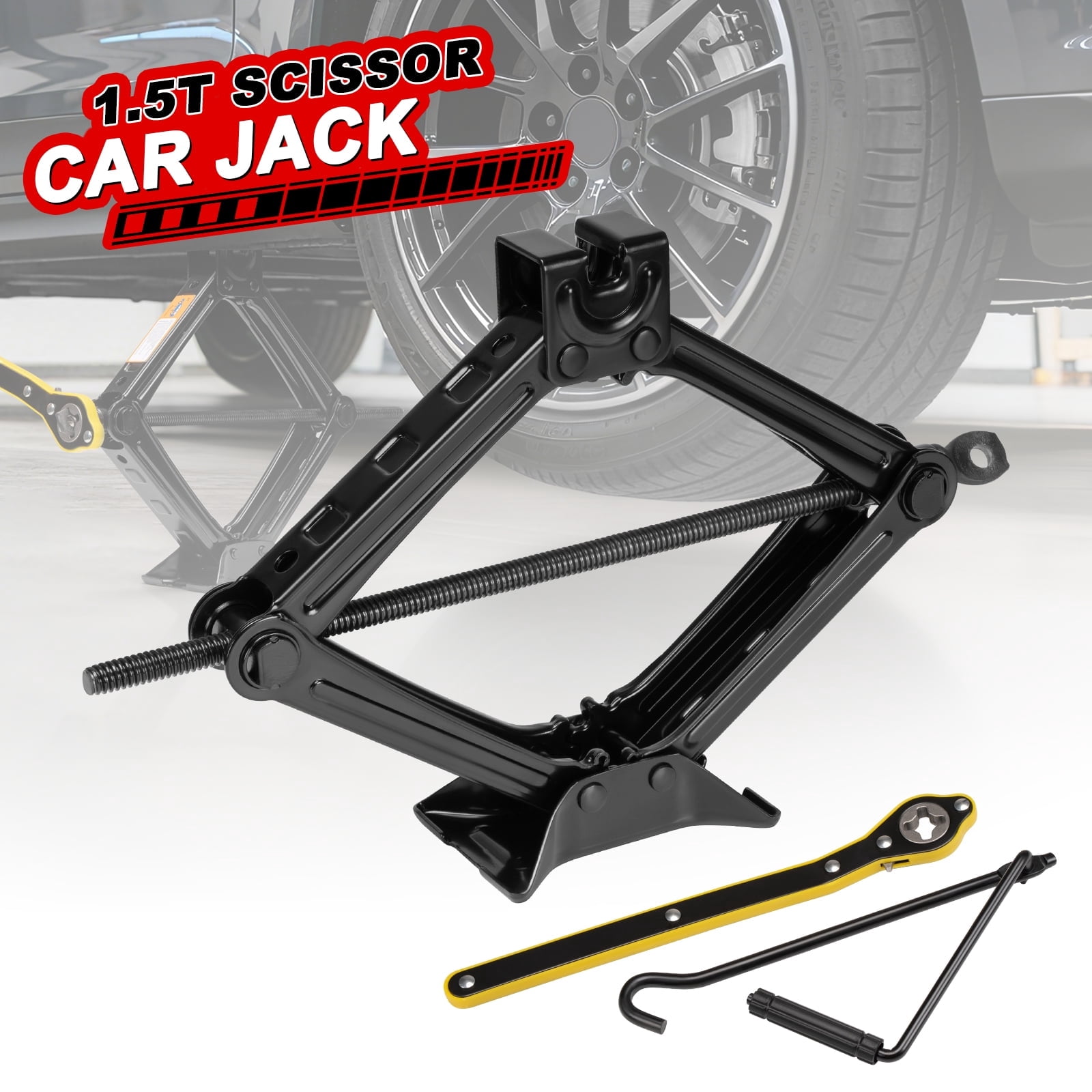 Lafati Scissor Jack Kit for Vehicle Tire Changes (3306 lb Capacity, 3.9 in to 13 in Lift Range) gq9uw