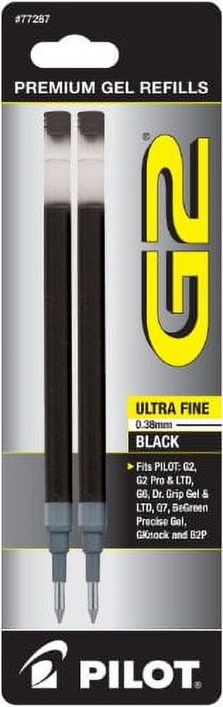 Pilot G2 Gel Pen Refills, Ultra Fine Point, Smooth Writing Ink (Black, 2 Pack) tfjh5