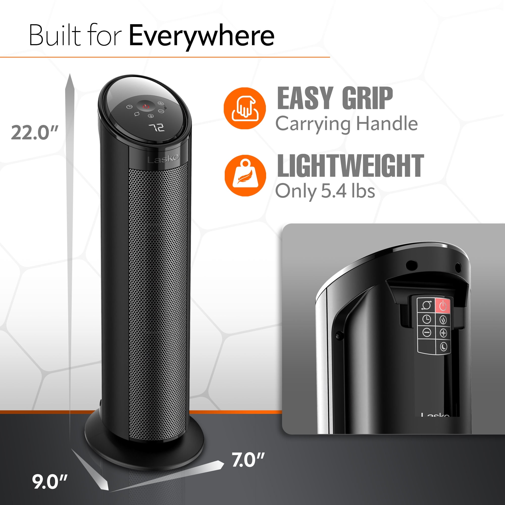 Lasko Oscillating Ceramic Tower Space Heater with Remote Control and Programmable Timer (Black, 22 in) mhvff