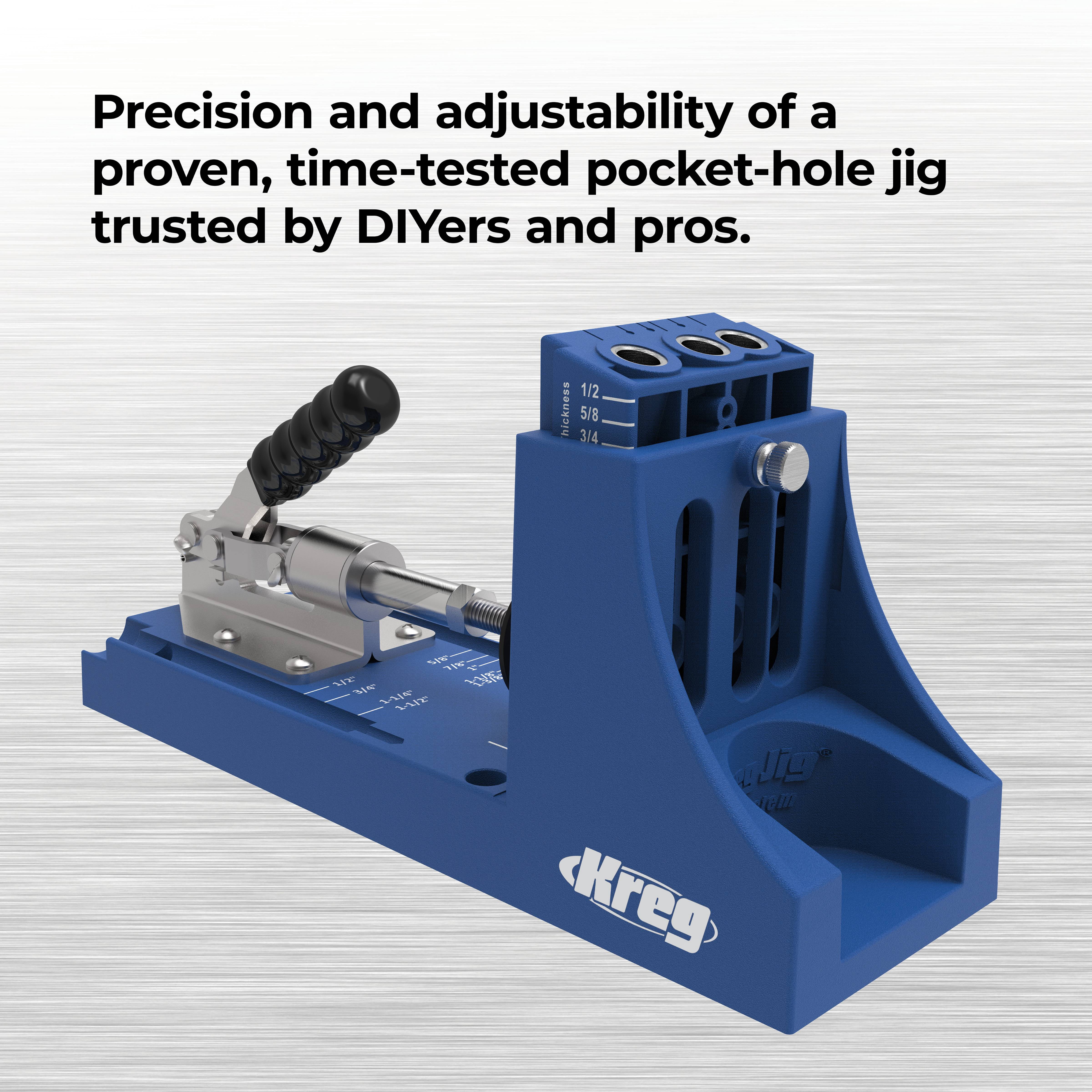 Kreg K4 Pocket Hole Jig System (Adjustable Woodworking Joinery Tool for 0.5 in to 1.5 in Thick Materials) 3z3ih
