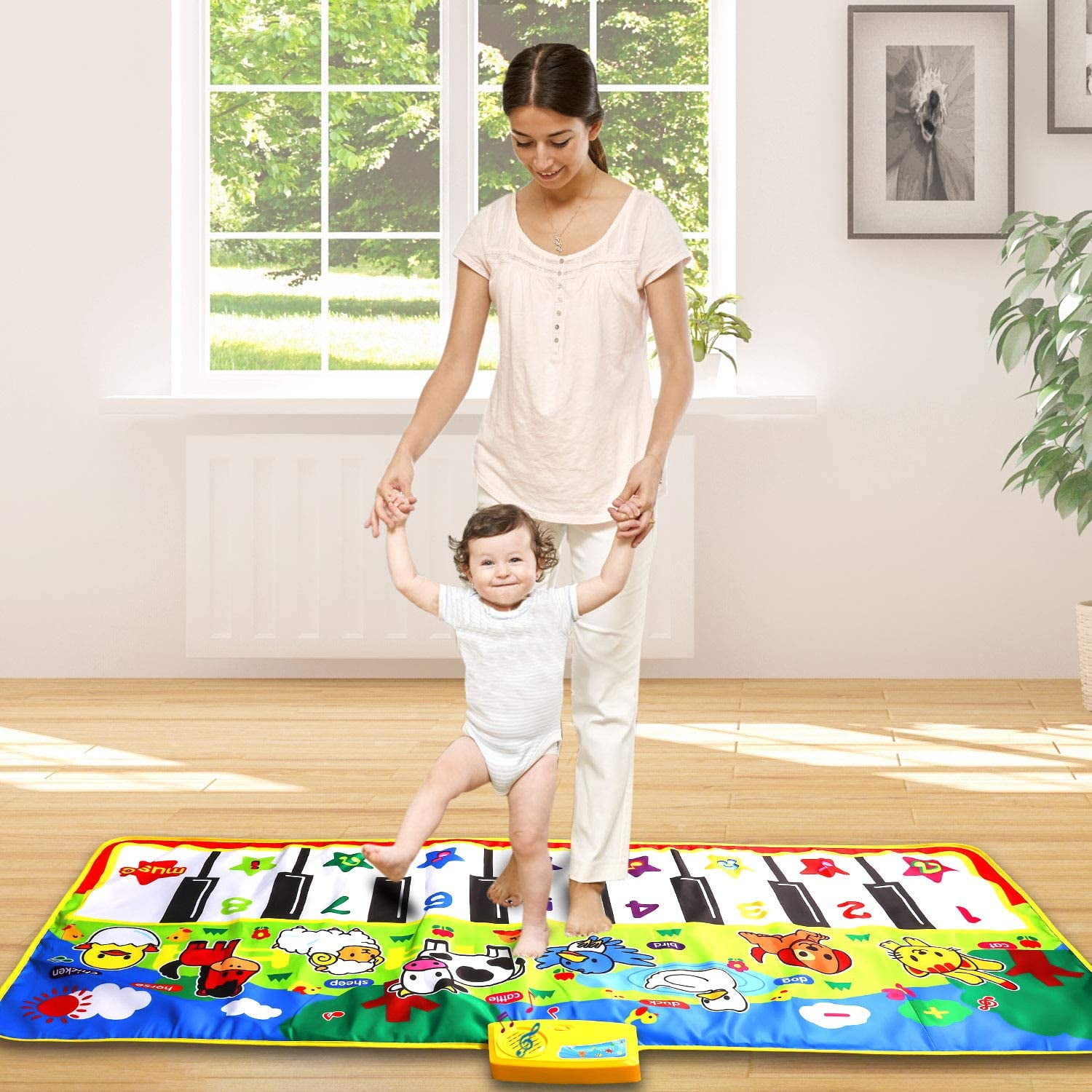 Rirool Interactive Music Piano Mat for Kids, Educational Dance Floor Toy with 8 Animal Sounds (53 in x 23 in) i7qr0