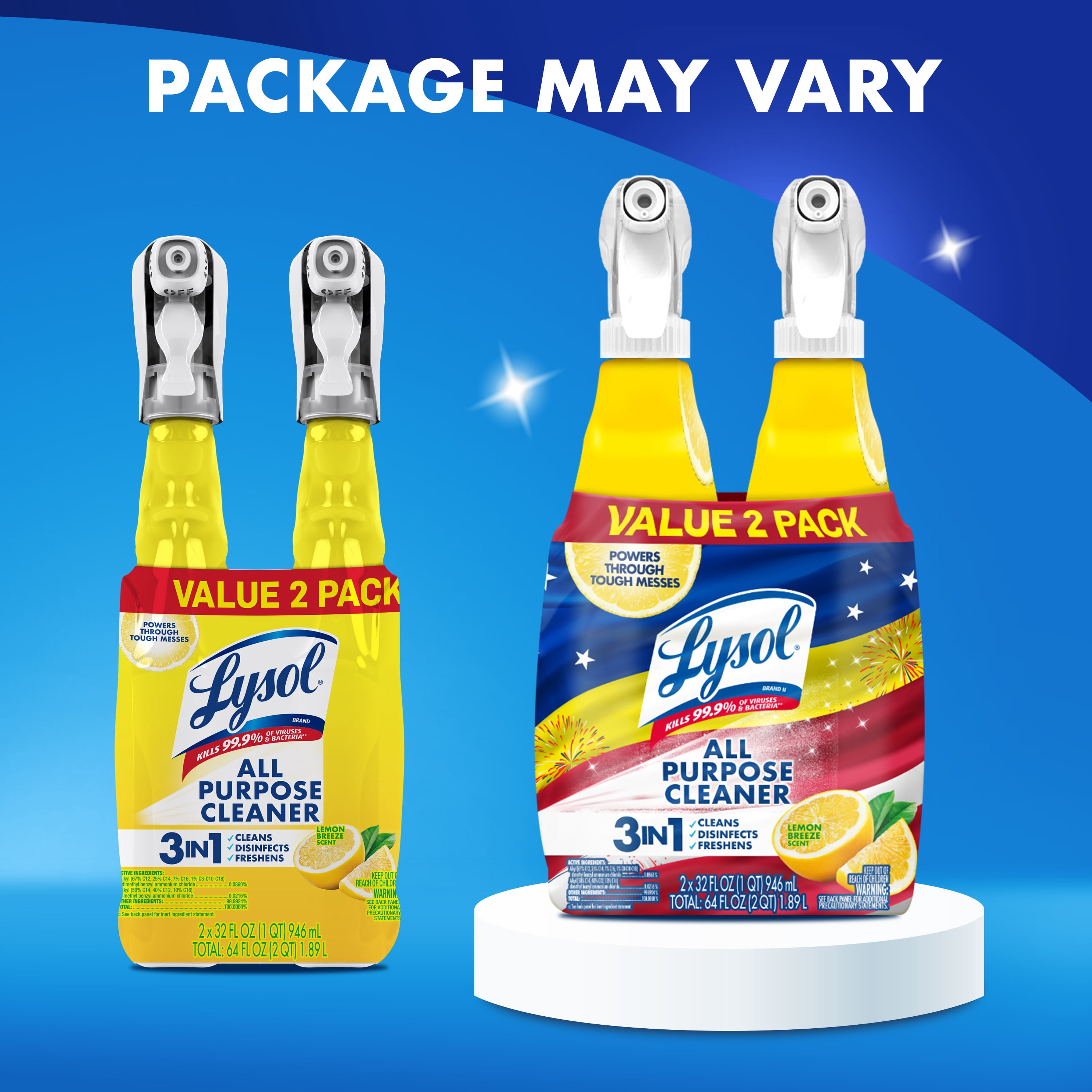 Lysol All Purpose Cleaner Spray, Disinfectant and Sanitizer, Lemon Scent (Lemon, 64 fl oz, 2 Pack) ecf1n