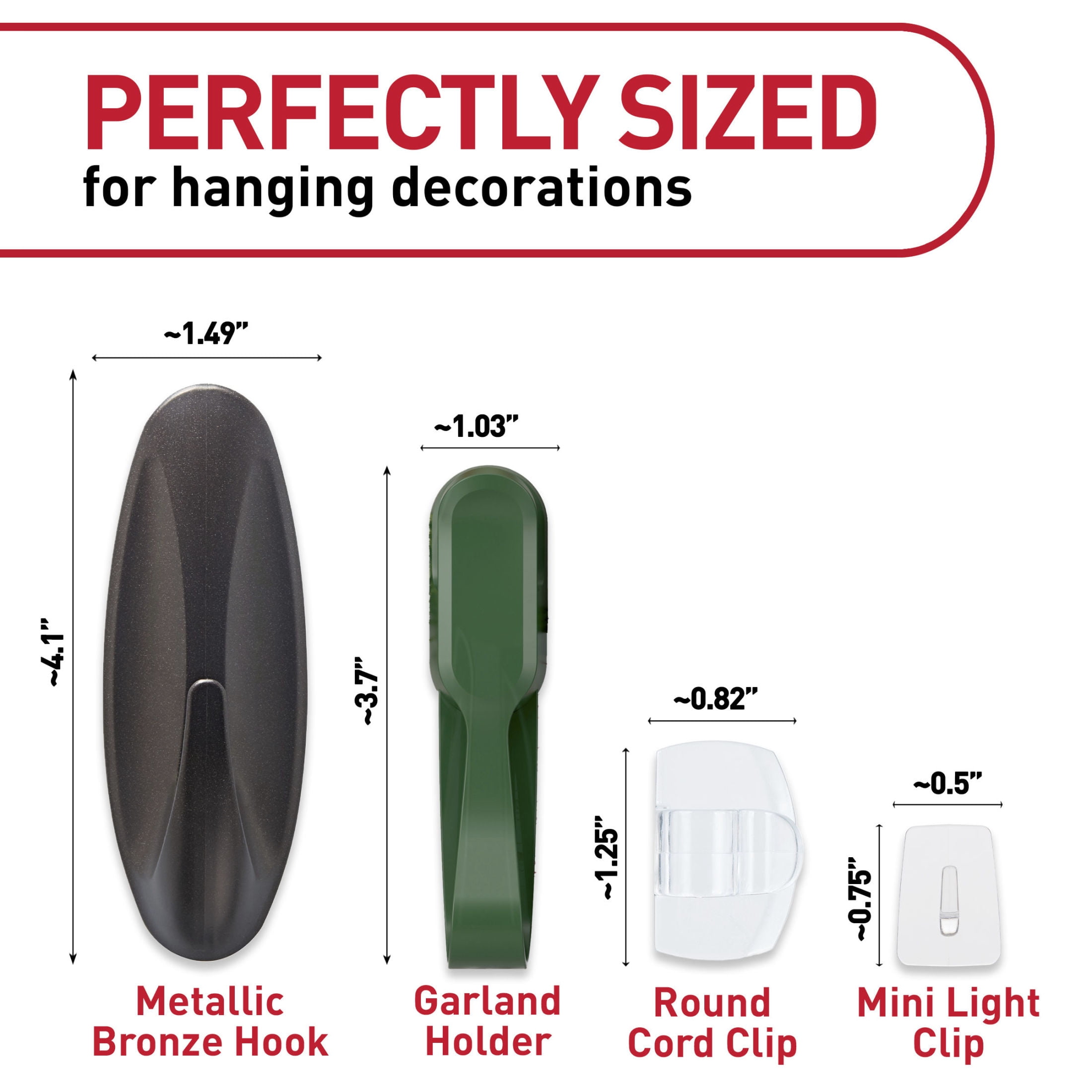 Command Holiday Decorating Kit, Damage-Free Adhesive Hooks and Clips for Indoor and Outdoor Use (Silver, 5 lb) f4acb