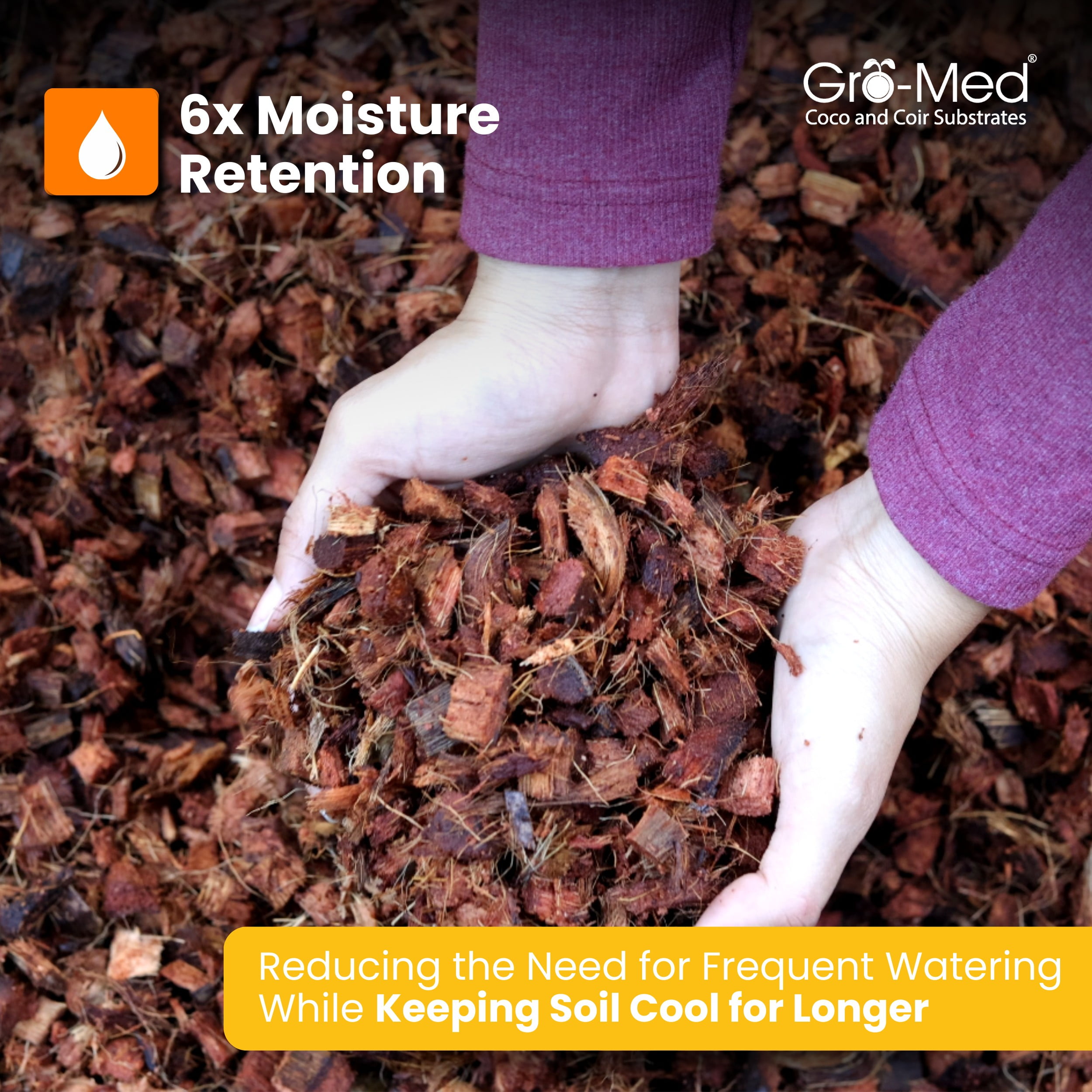 Gro-Med Coconut Coir Husk Chips Block, Organic Soil Amendment and Potting Mix (10 lb, 2.5 cu ft) gkk1q