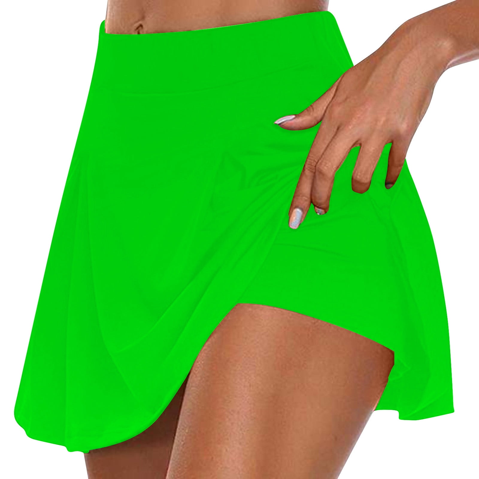 Hvyesh Women's High Waisted Golf Skort Athletic Tennis Skirt with Pockets and Built-in Shorts (Green, Medium) 9pnip
