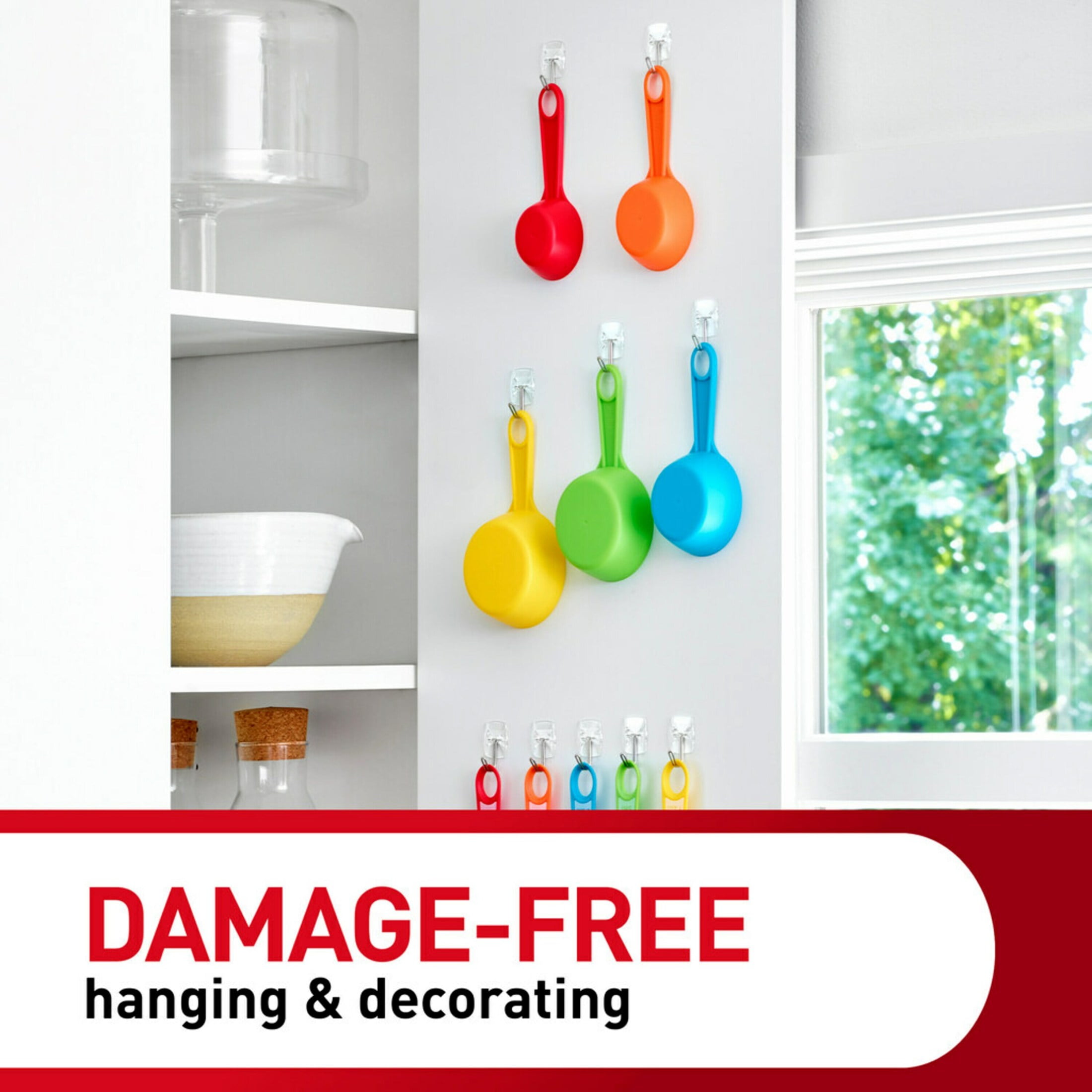 Command Small Wire Toggle Hooks, Damage-Free Adhesive Wall Hooks for Decorating (Clear, 9 Hooks) rxsw4
