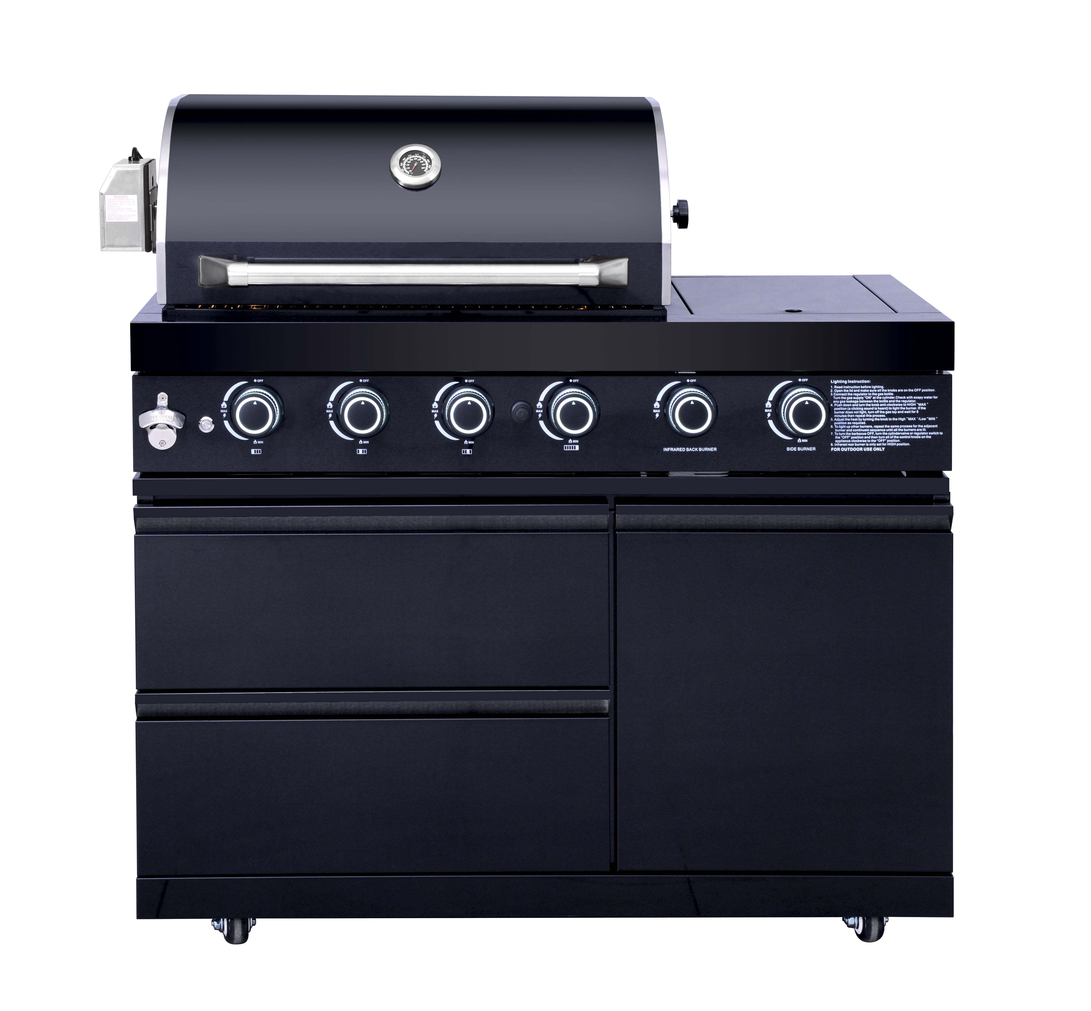 Daheat 86-inch 4-Burner 72000 BTU Deluxe Stainless Steel Gas Outdoor Kitchen Island Grill (Black, 86 in) rf9v1