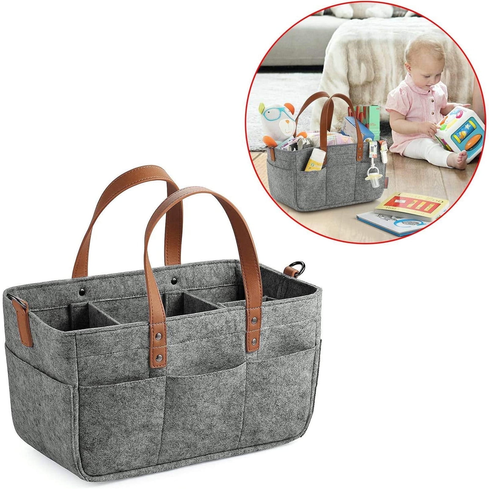 Aorijia Craft Organizer Tote Bag with Multiple Pockets and Removable Inserts (Gray, 13 in x 7 in x 6 in) g6iyu