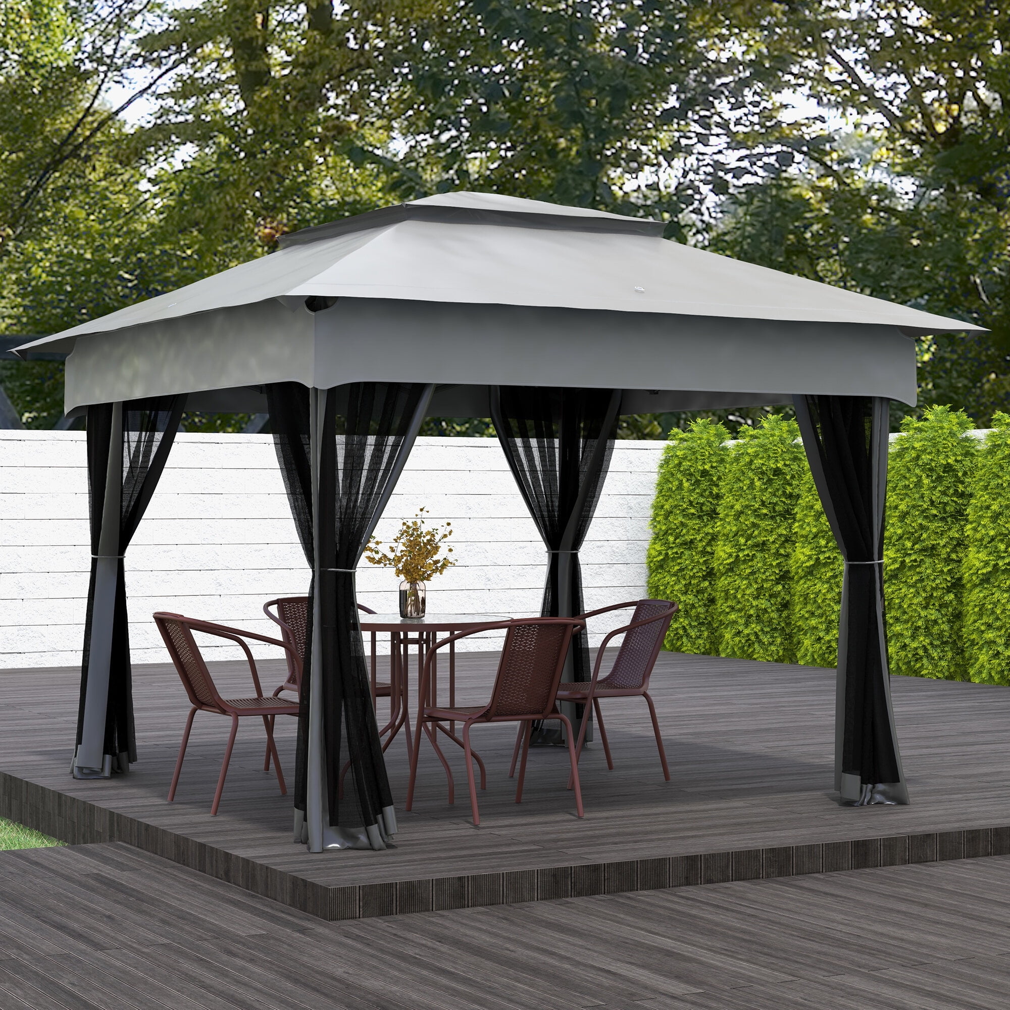 ZHISHENG Pop Up Canopy Tent, Outdoor Patio Gazebo Shelter with Removable Netting (Light Gray, 11 ft x 11 ft) v9hcn