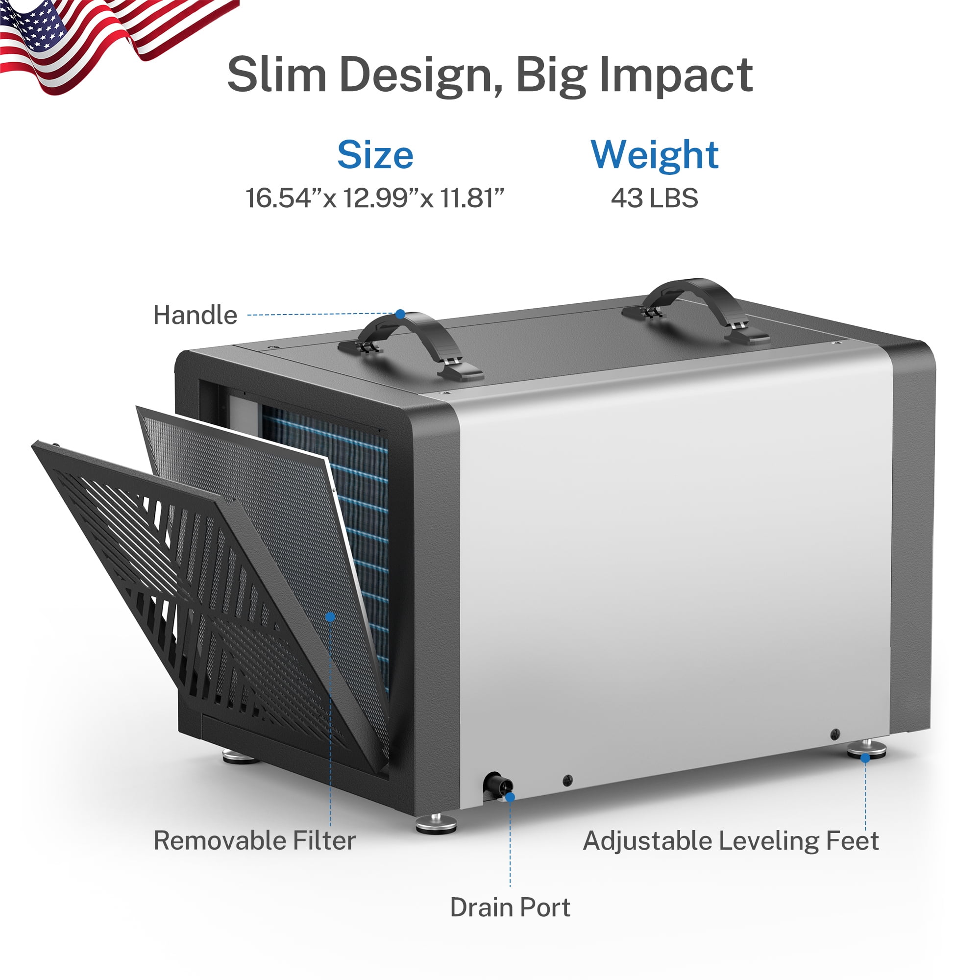 Waykar 70 Pint Commercial Dehumidifier for Basements and Large Spaces (White, 16.54 x 12.99 x 11.81 in) 1zq2u