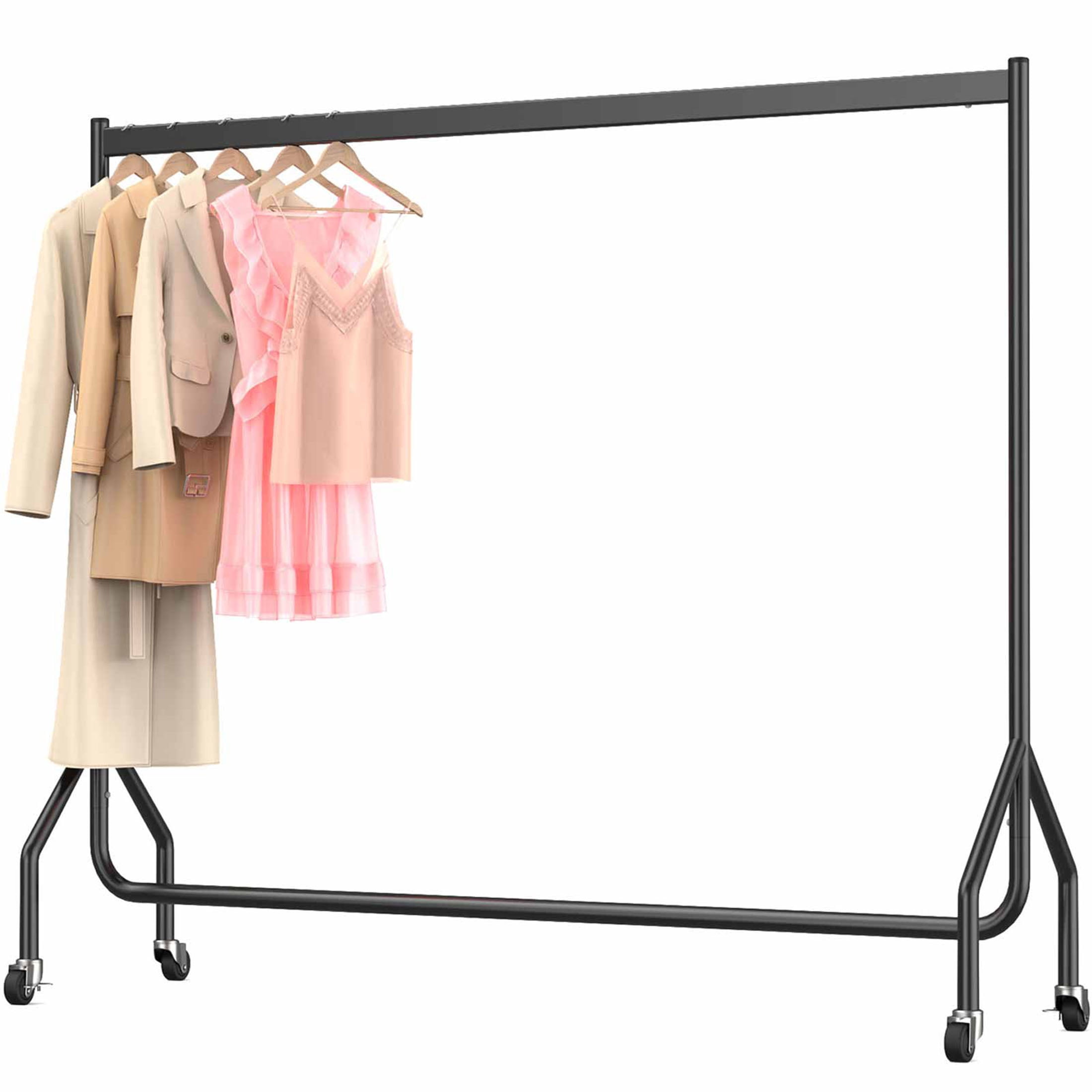 Nefoso Heavy Duty Rolling Garment Rack, Commercial Grade Clothing Organizer with Wheels (Black, 60 in L x 18.4 in W x 60 in H) 69qzk