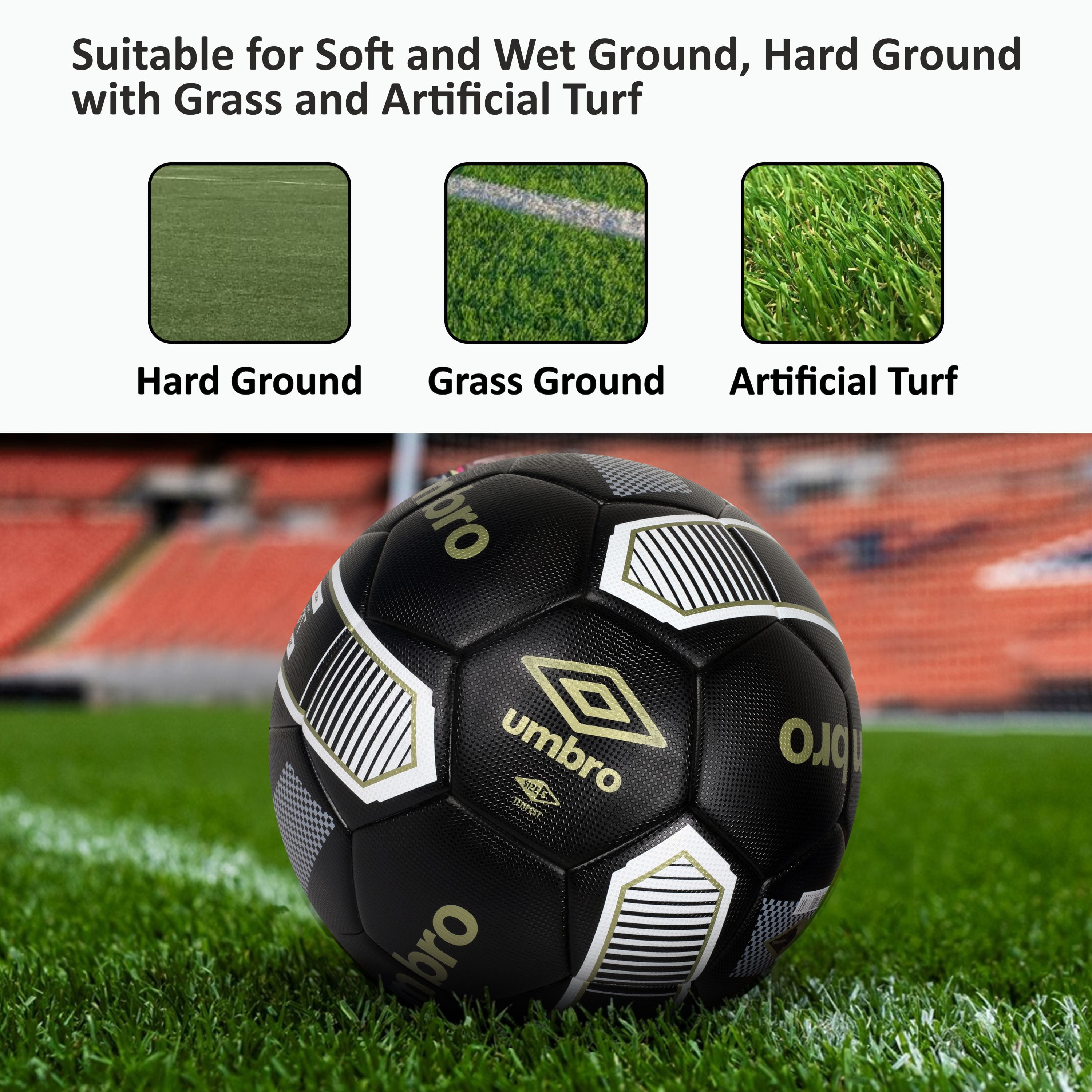 Umbro Tempest Soccer Ball NFHS Match Certified Professional Performance (Black, Size 5) 4bz2l