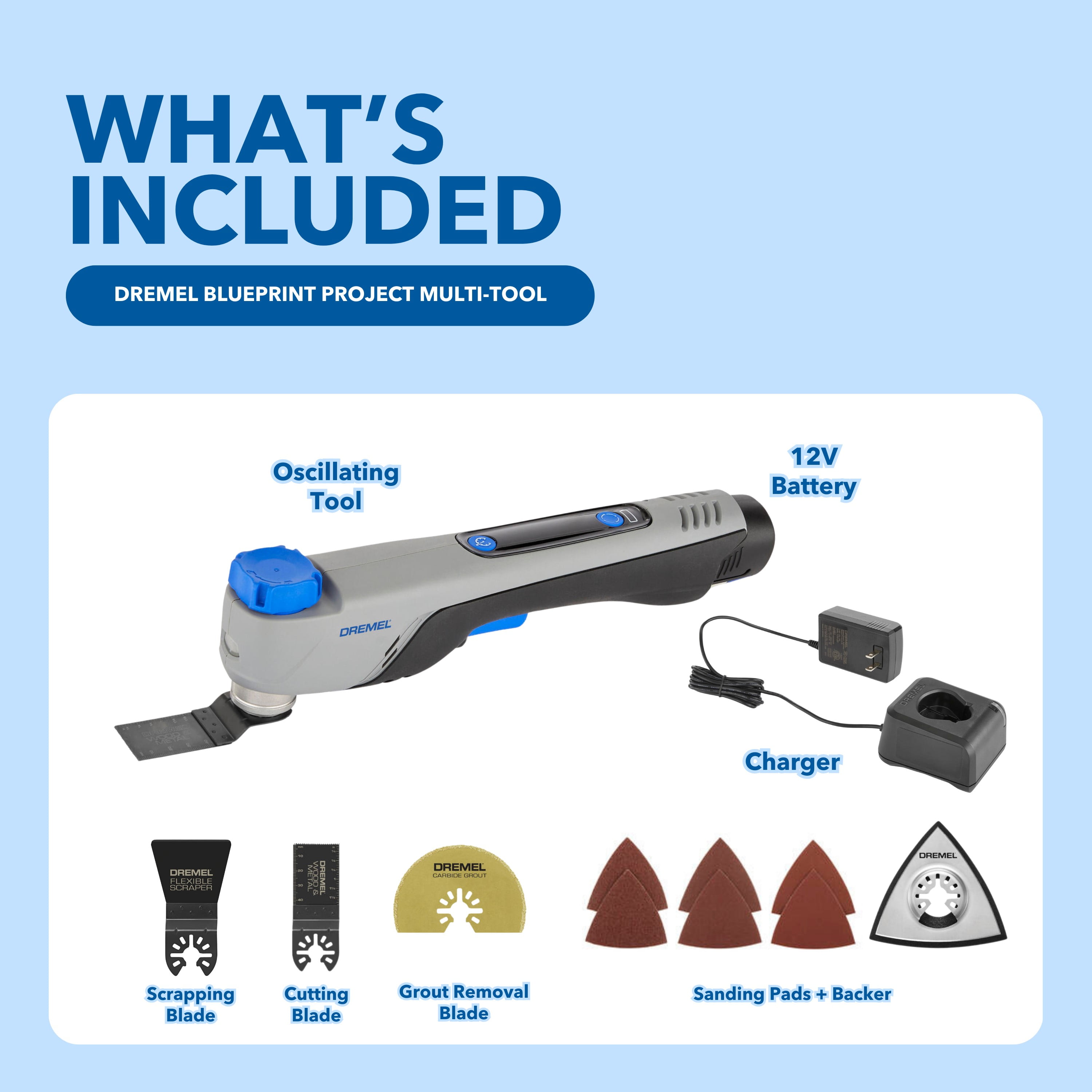 Dremel Blueprint 12V Brushless Oscillating Multi-Tool with Integrated Application Selector (Grey, 12V) d55gb