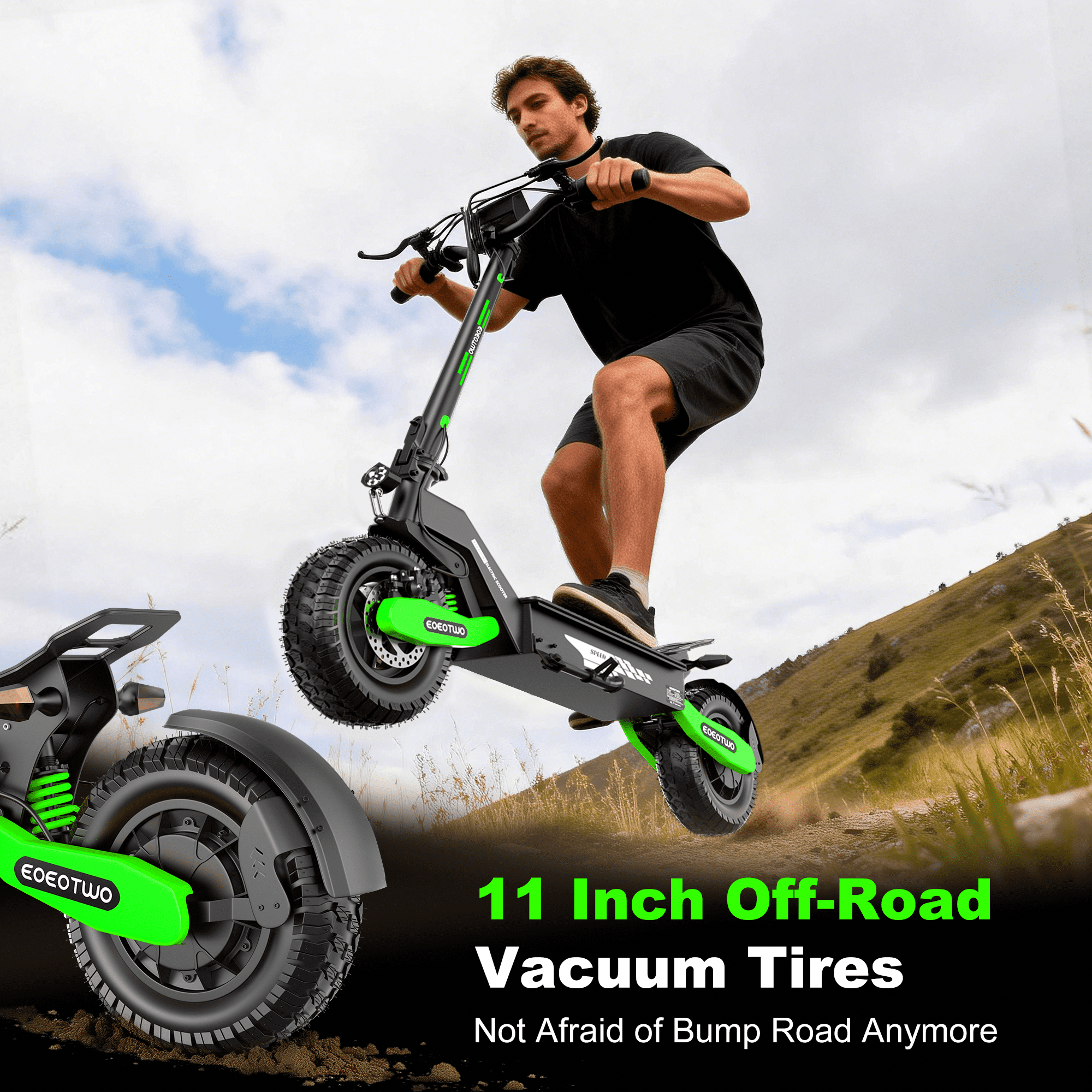 UiGGOO Electric Scooter for Adults, 1200W Motor, 30 MPH Speed, 25 Miles Range, Foldable Commuter E-Scooter (Green, 330 lb) qagak