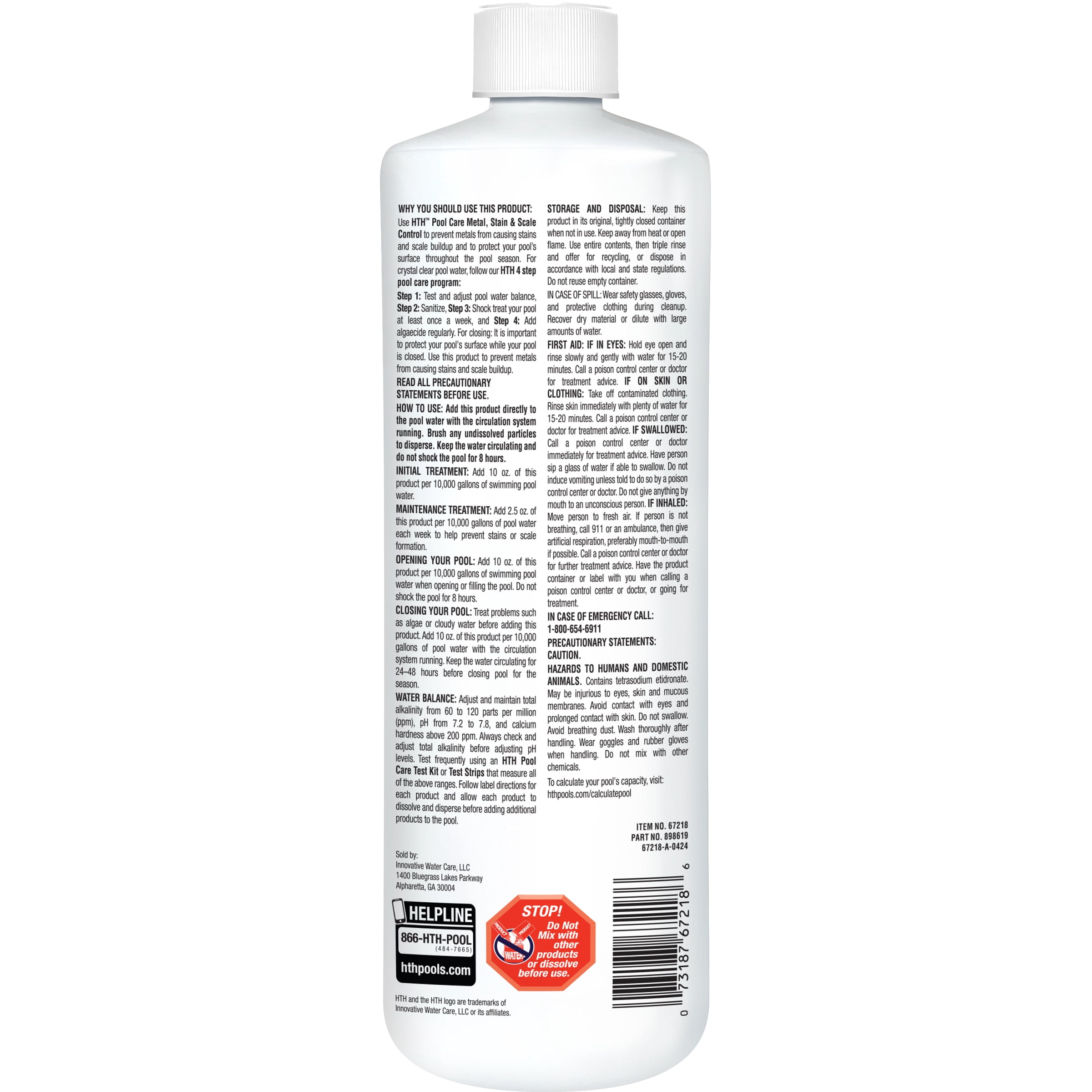 HTH Stain & Scale Preventer for Swimming Pools (28 fl oz) dig2z