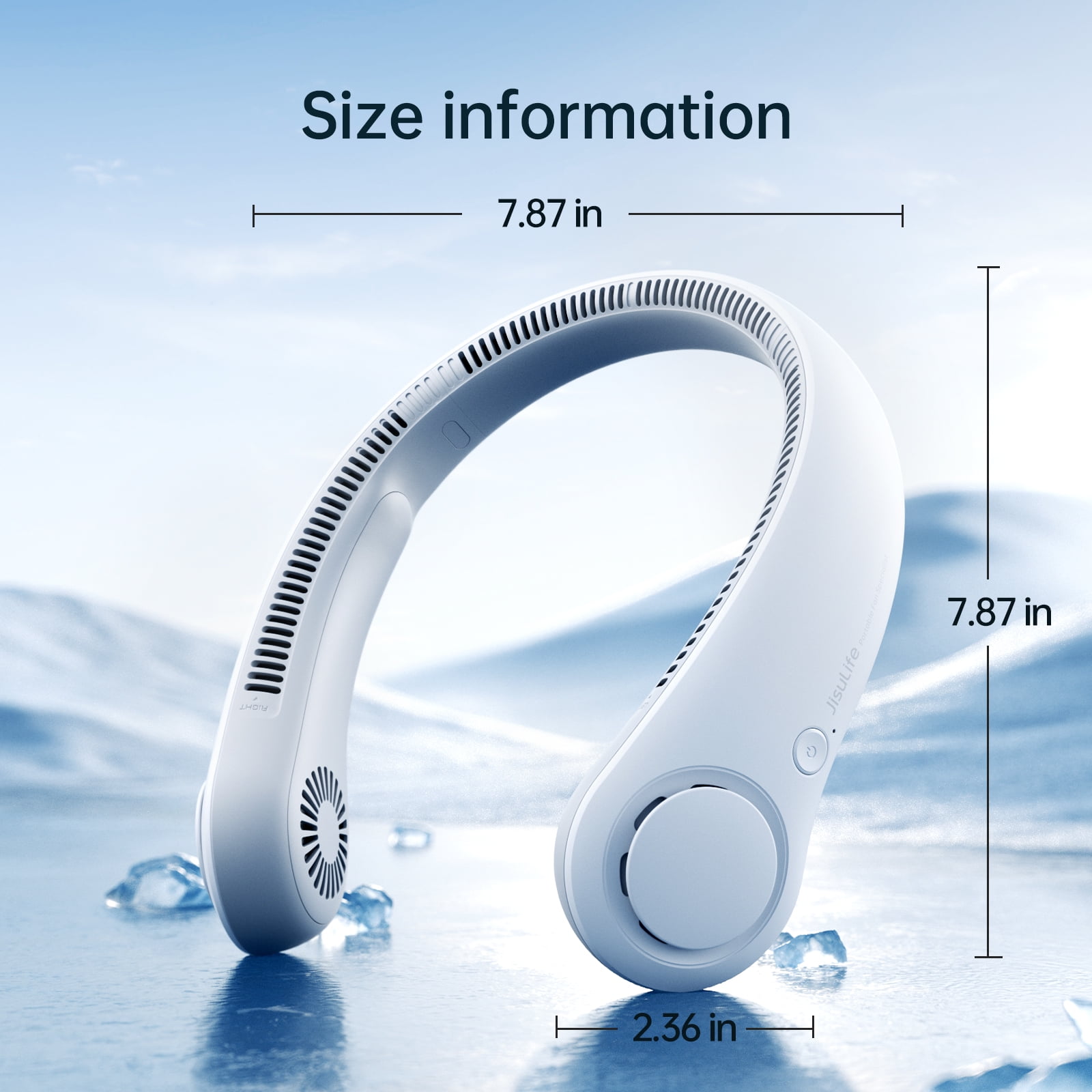 JISULIFE Portable Neck Fan, Rechargeable Wearable Cooling Fan, Bladeless Hands-Free Design, 5 Speeds, Lightweight (White, 9.1 oz) hhgfa