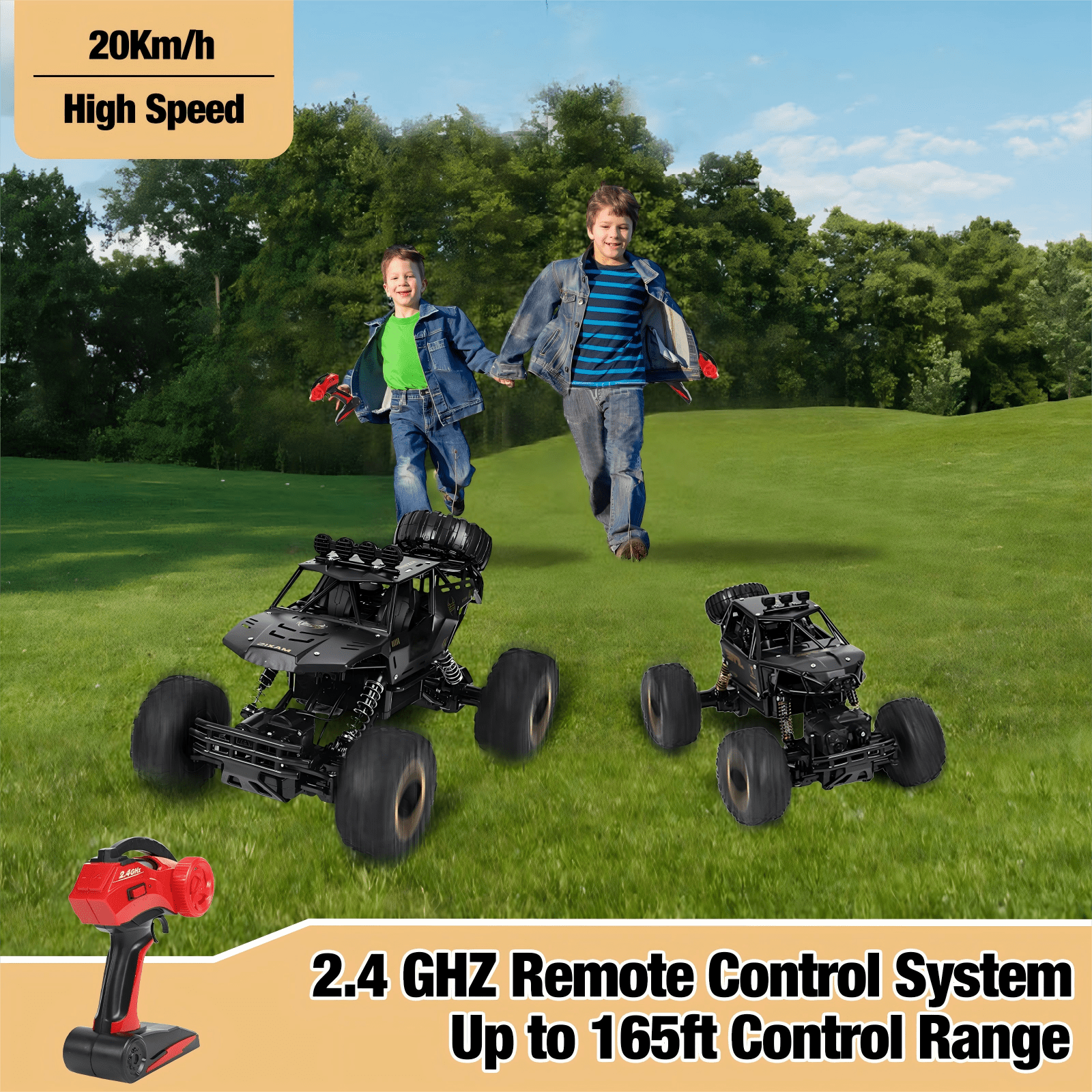 Wisairt 1:12 Scale RC Monster Truck, 4WD Remote Control Off-Road Vehicle with Alloy Body (Black, 1:12 Scale) i4gm9