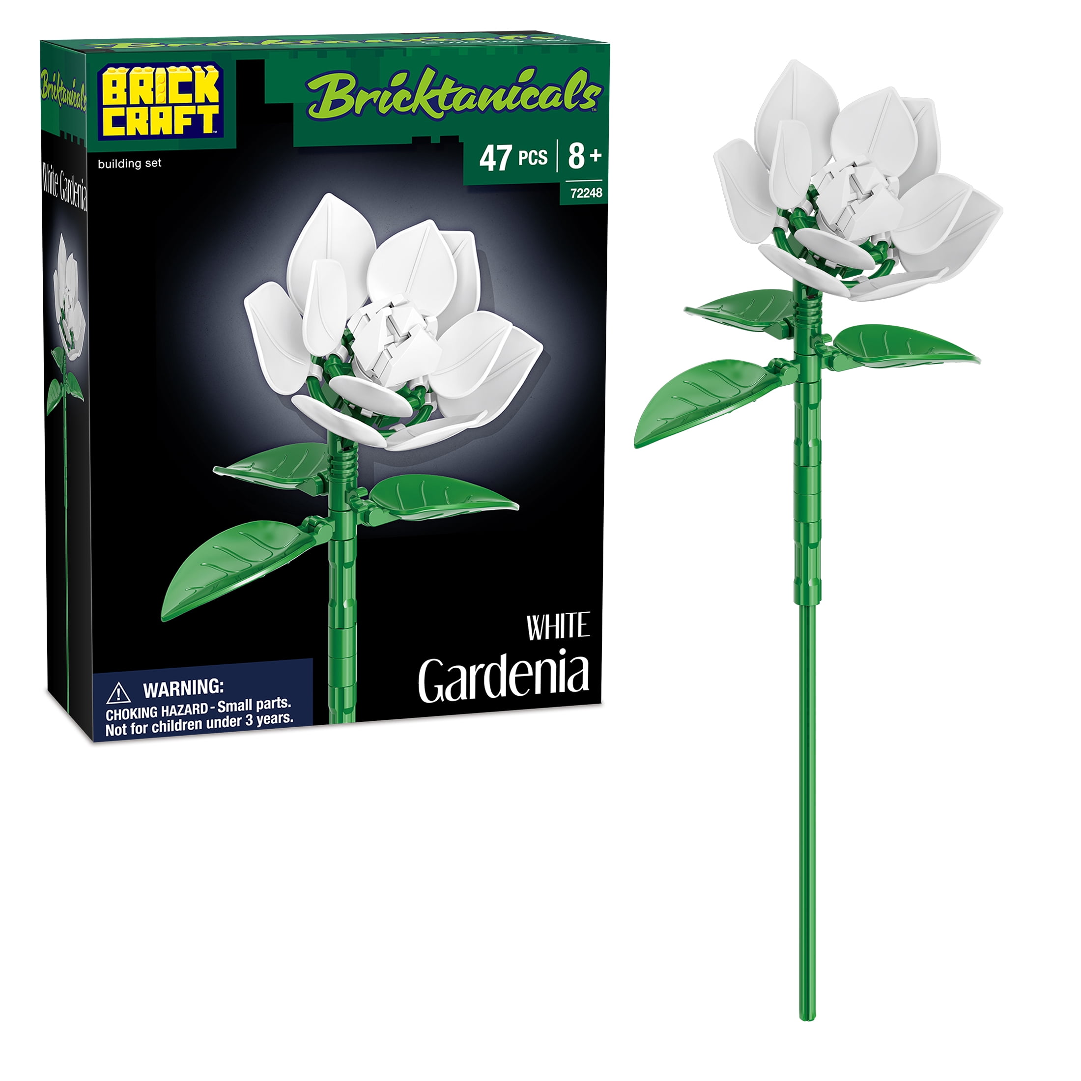 Brickcraft White Gardenia Building Kit (Bricktanicals Collection, Elegant Floral Display, 47-Piece Set) ervct