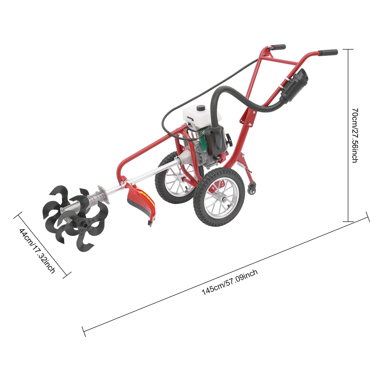 TFCFL 4-Stroke Gasoline Cultivator, Powerful 4 HP Engine, Handheld Tiller for Garden and Farm (63cc, 240 RPM) 16zgh