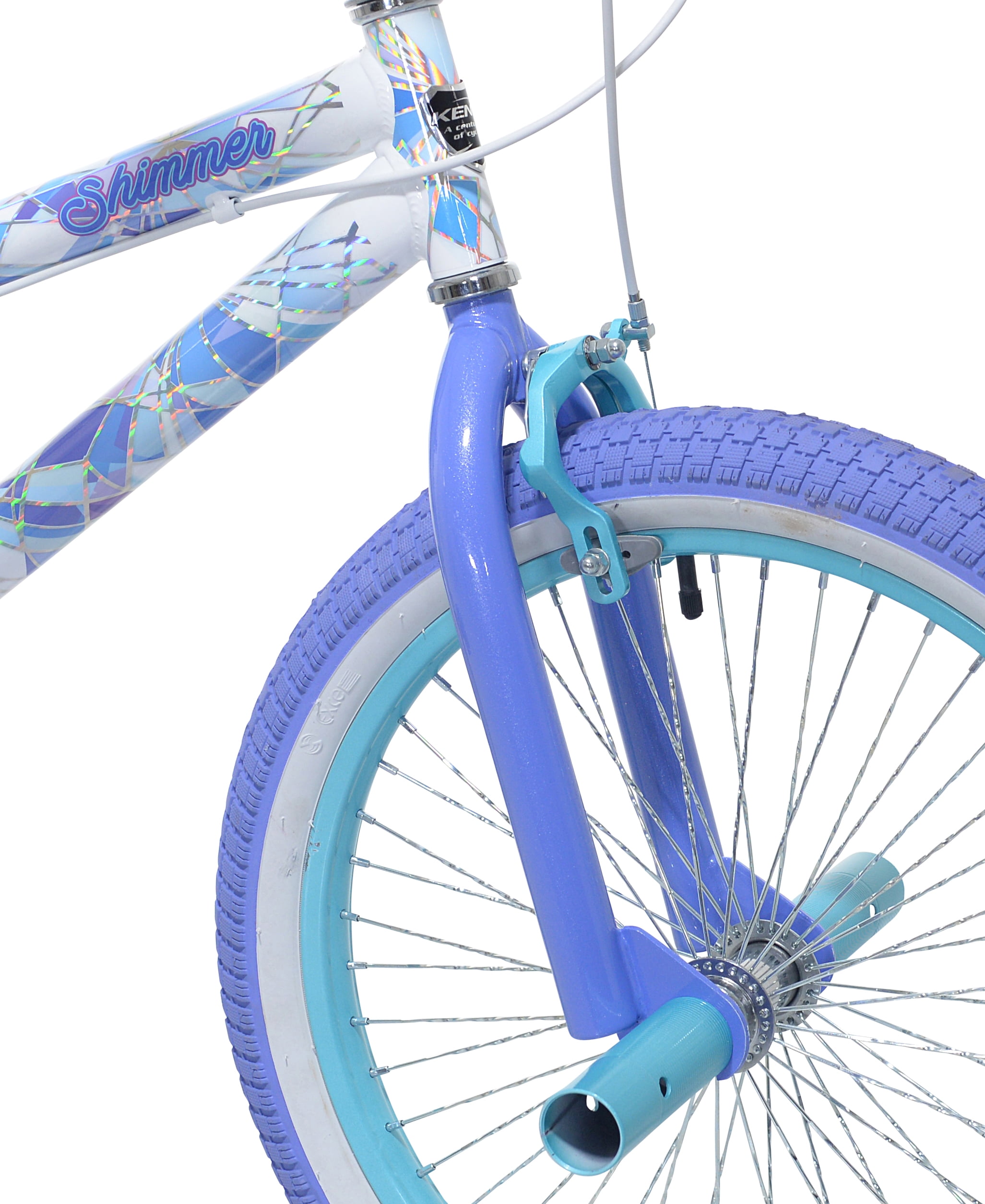 Kent Shimmer BMX Bicycle, Durable Steel Frame, Dual Caliper Brakes (White/Purple, 20 in) rzftm